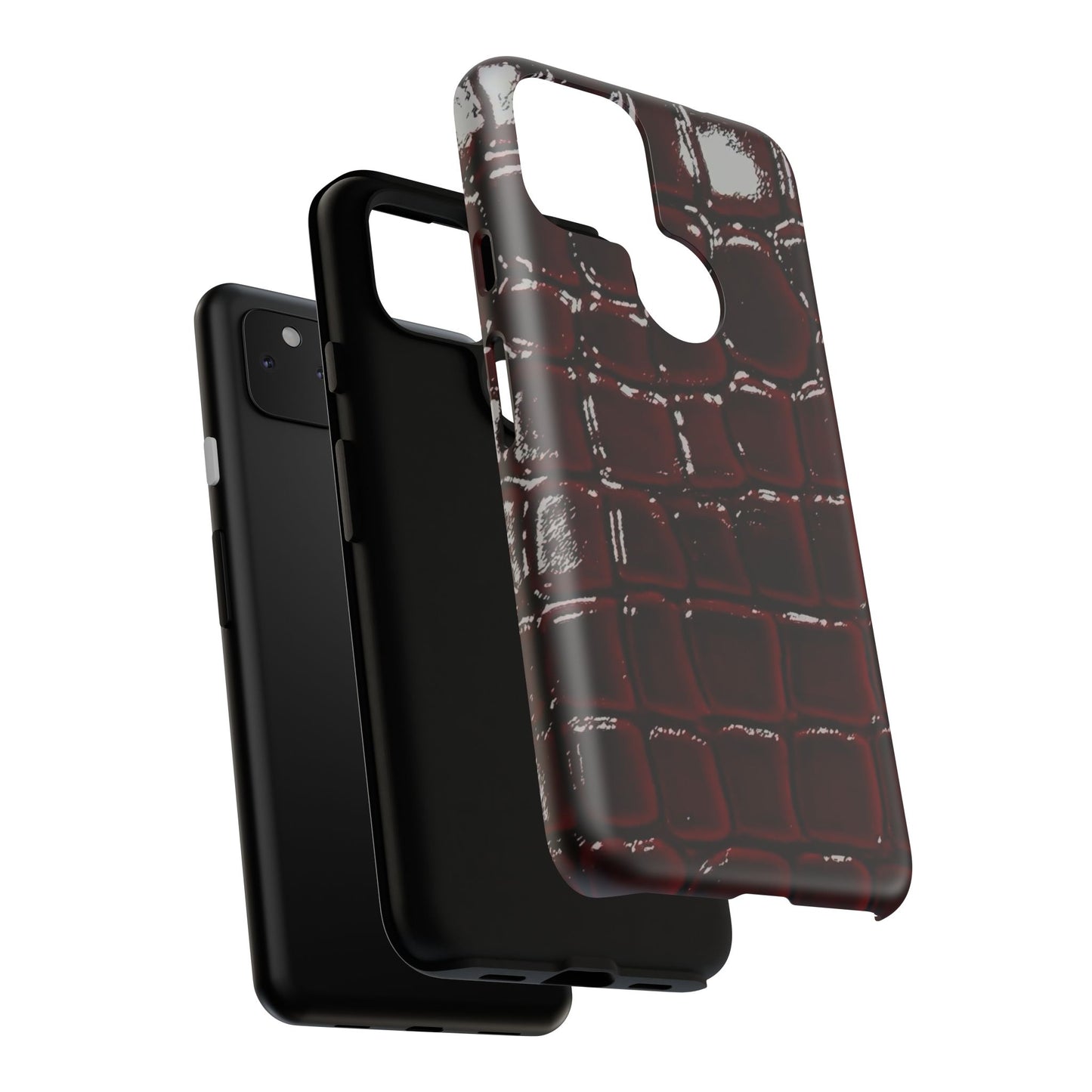 Croc Embossed Burgundy Tough Phone Case