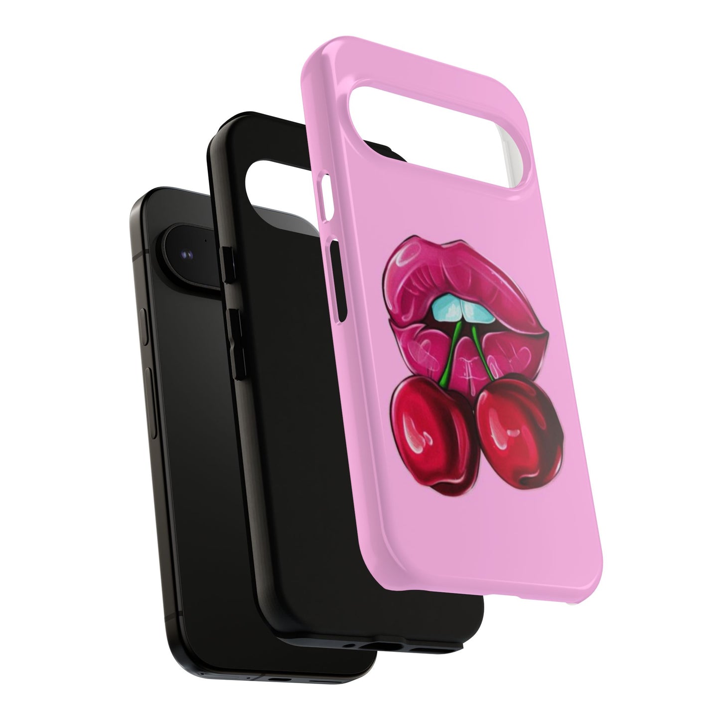 Stylish Phone Case with Cherry Kiss Design, Cute Gift for Her, Trendy Mobile Accessory, Perfect for Birthdays, Valentine's Day, Everyday Use