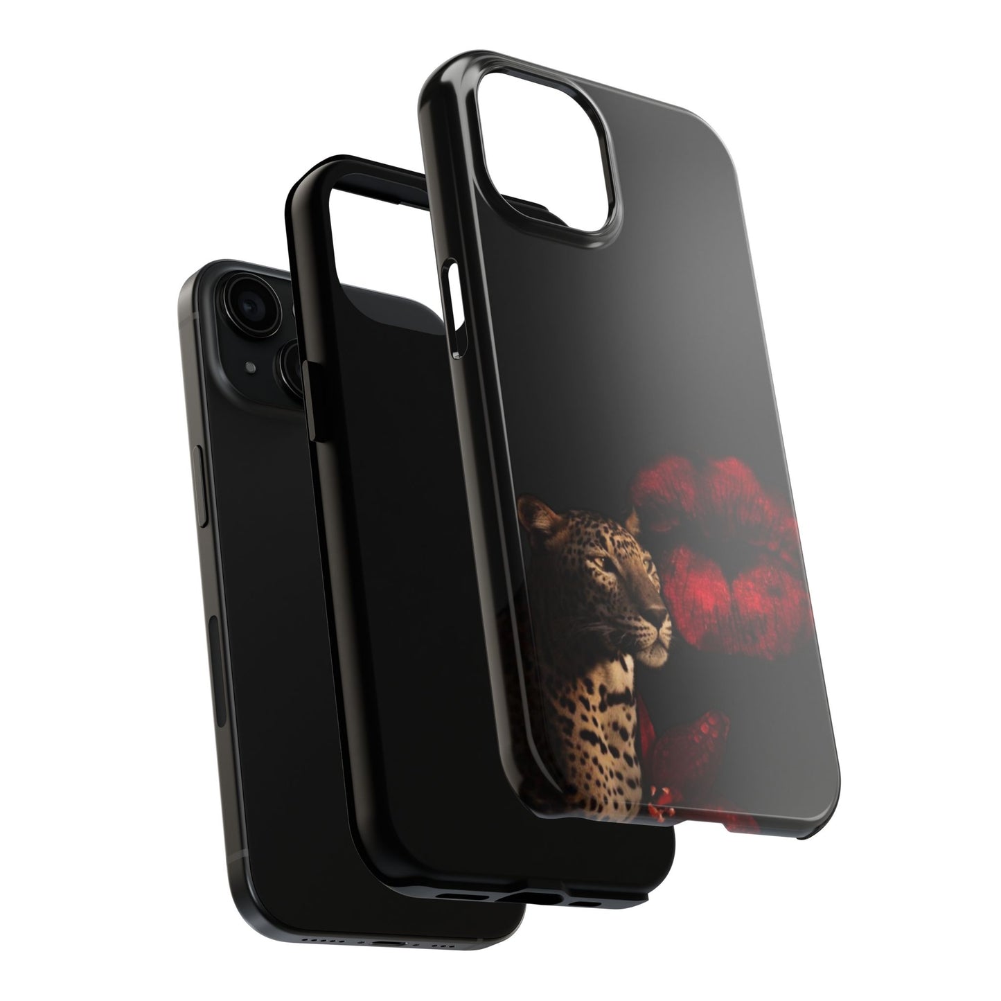 Wild Kiss Tough Phone Case - Stylish Leopard Design for Animal Lovers