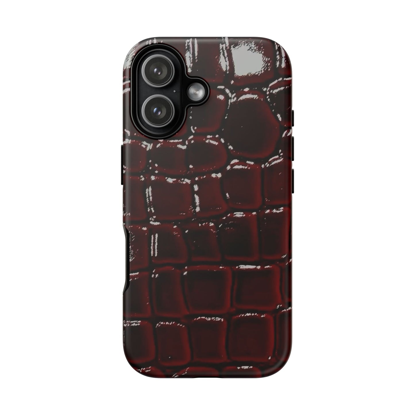 Croc Embossed Burgundy Tough Phone Case
