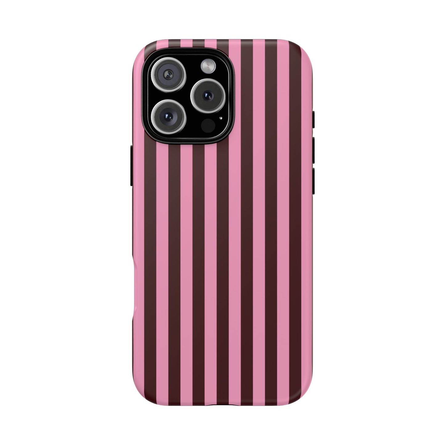 Striped Pink & Burgundy Tough Phone Case — Durable Vertical Stripe Protection