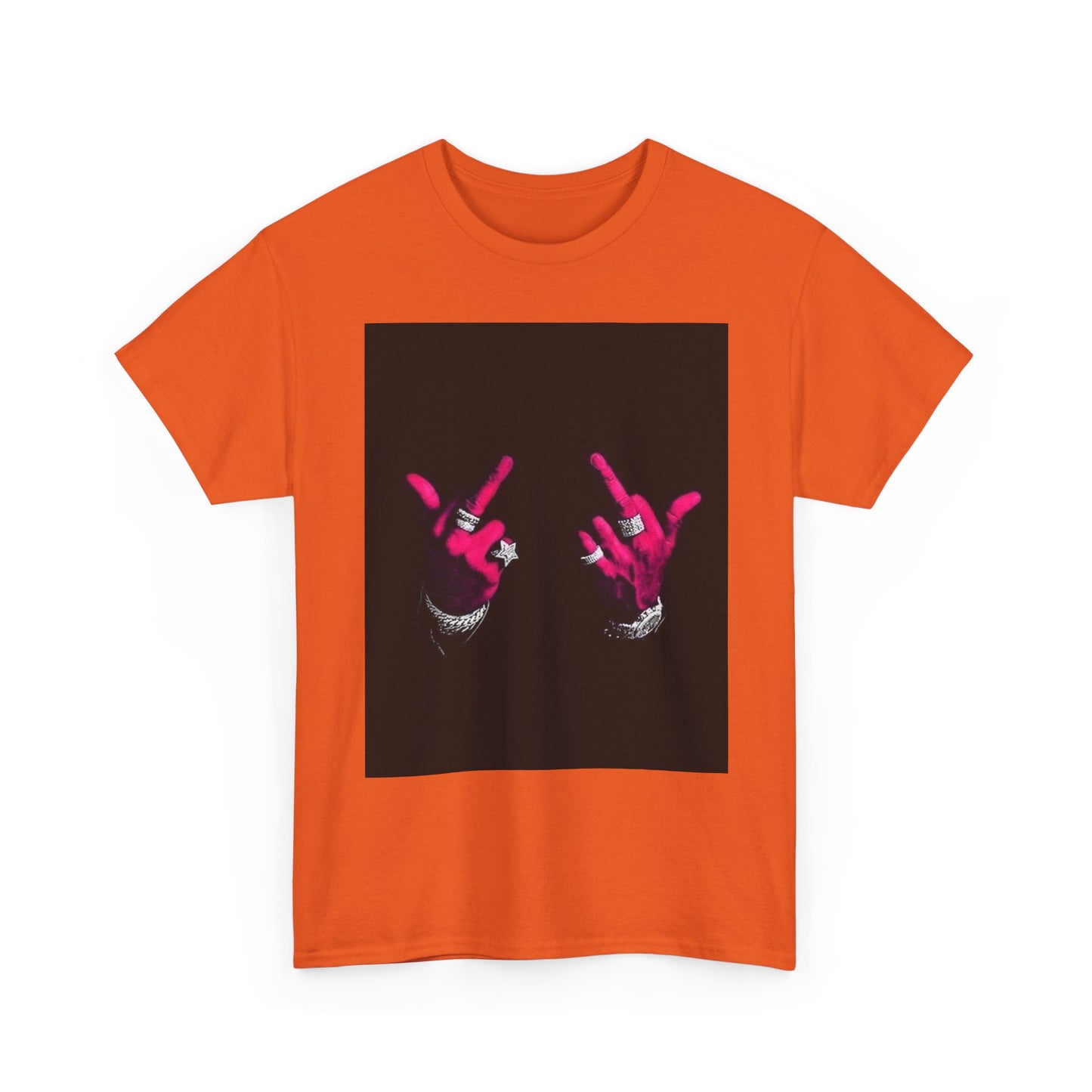 Unisex Heavy Cotton Tee with Bold Hand Gesture Graphic, Casual Wear, Unique Gift, Street Style, Everyday Fashion, Statement Tee