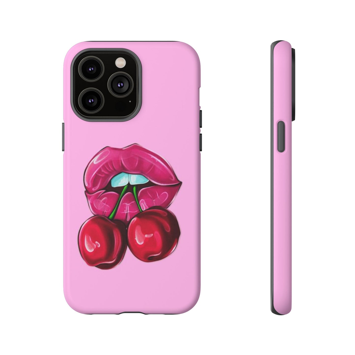 Stylish Phone Case with Cherry Kiss Design, Cute Gift for Her, Trendy Mobile Accessory, Perfect for Birthdays, Valentine's Day, Everyday Use