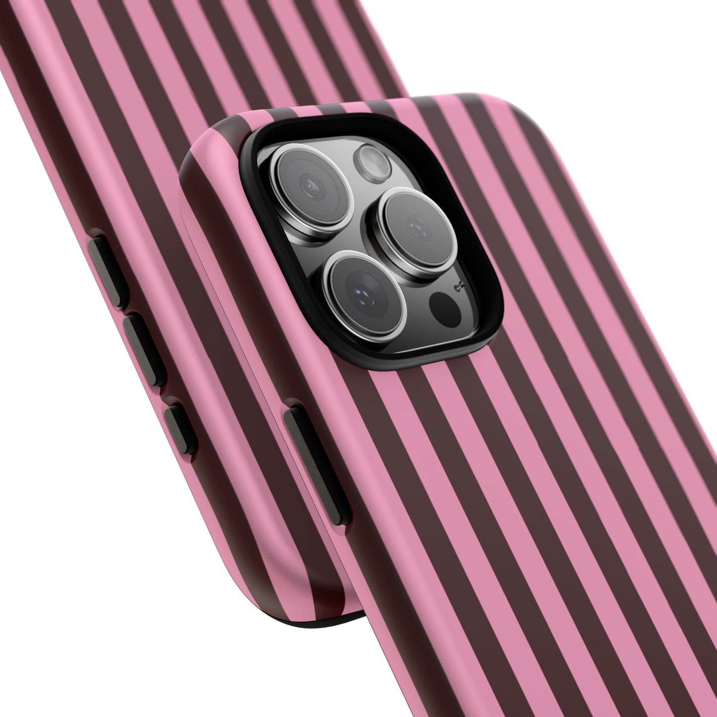 Striped Pink & Burgundy Tough Phone Case — Durable Vertical Stripe Protection