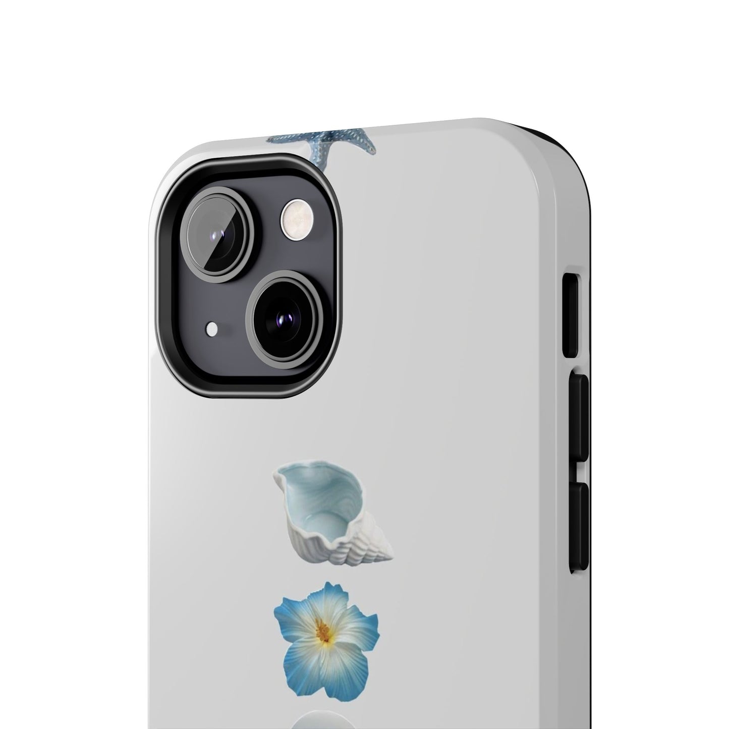 Ocean-Inspired Tough Phone Cases - Coastal Design with Shells and Pearls