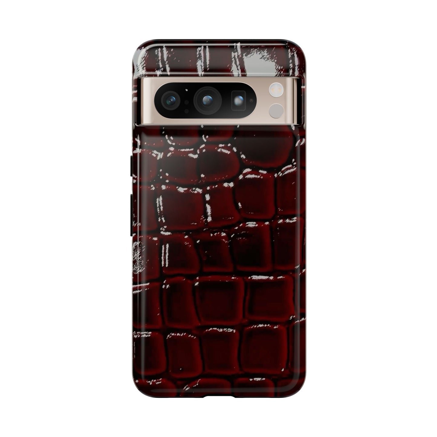 Croc Embossed Burgundy Tough Phone Case