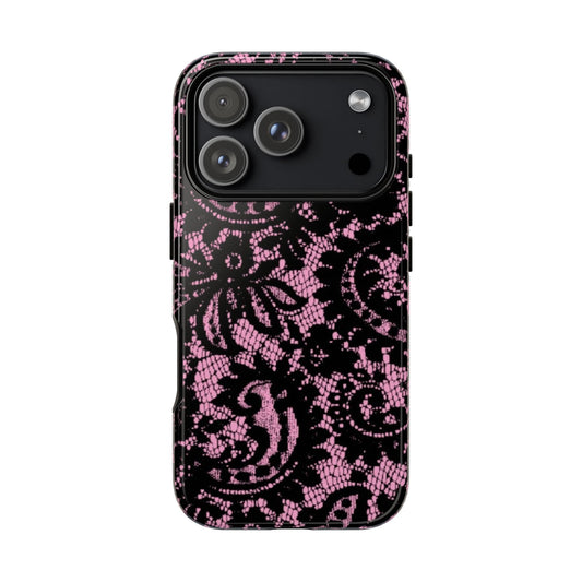 Phone Case — Pink Lace Floral Tough Protective Case