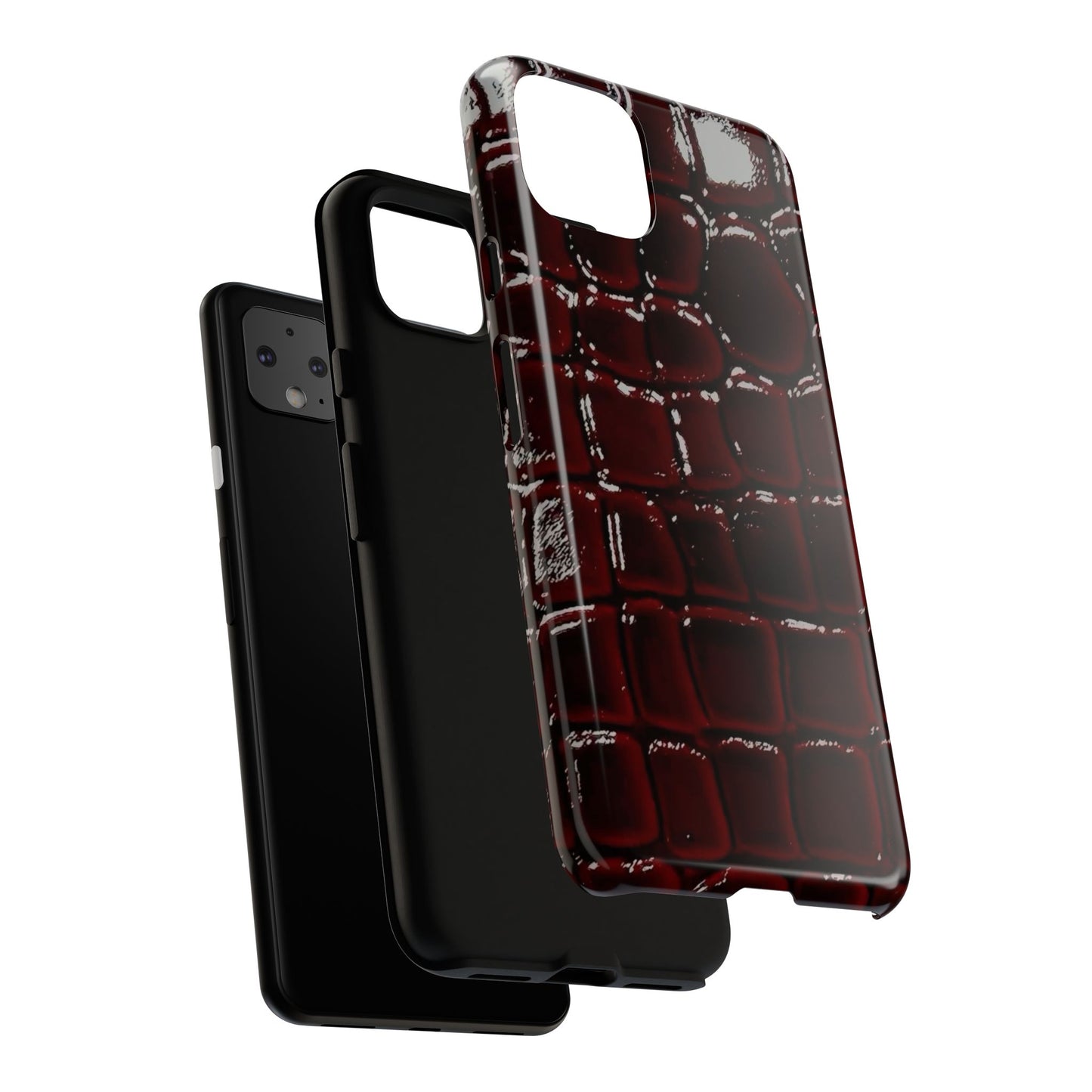 Croc Embossed Burgundy Tough Phone Case