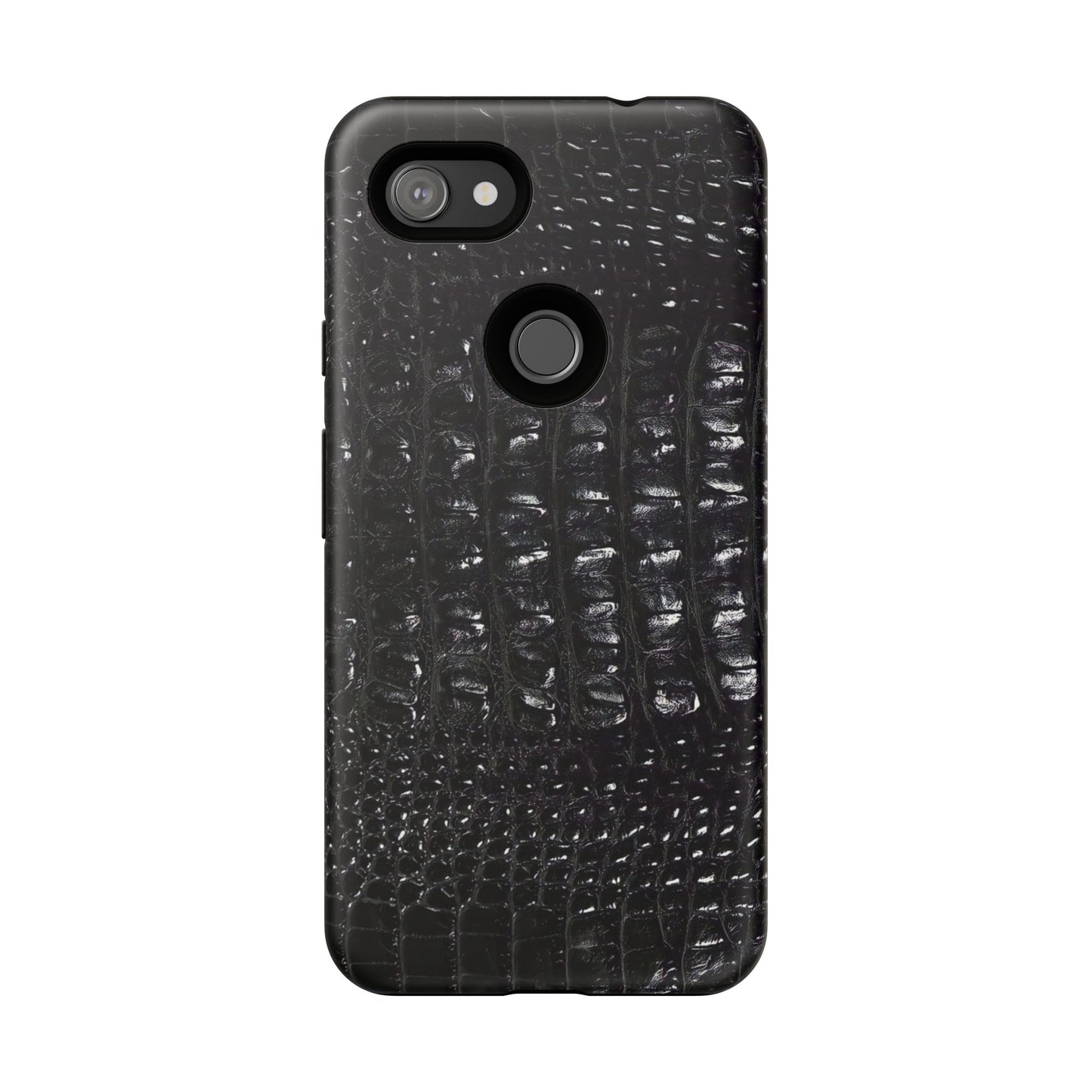 Black Croc Texture Tough Phone Case — Rugged Protective iPhone Cover