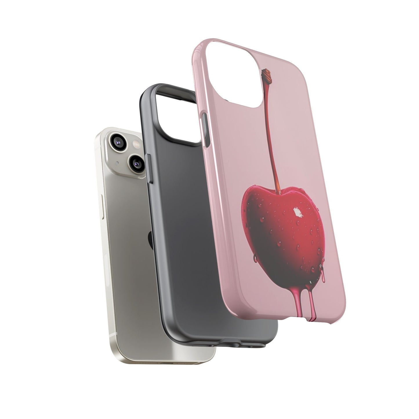 Cherry Drip Phone Case, Tough Phone Cover, Cute Cherry Accessory, Trendy Mobile Case, Kawaii Phone Case, Gift for Her