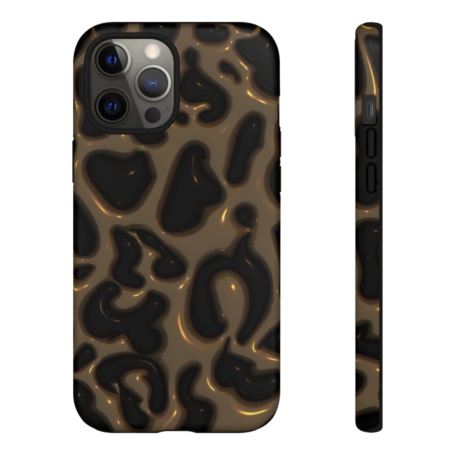 Leopard Gloss Tough Phone Case — Durable Protective iPhone Cover with Glossy Brown Animal Print