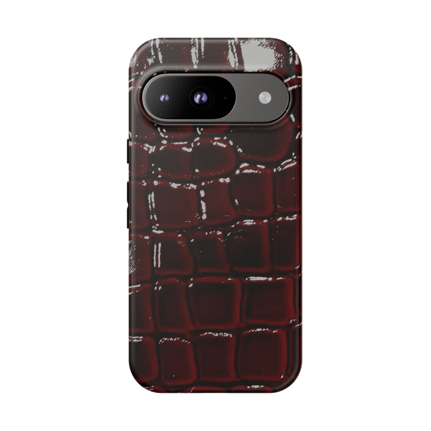Croc Embossed Burgundy Tough Phone Case