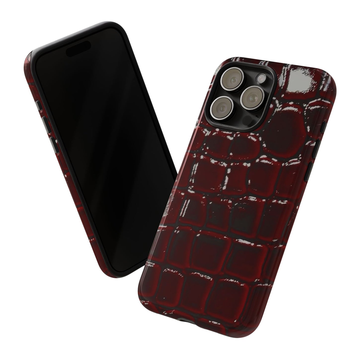 Croc Embossed Burgundy Tough Phone Case