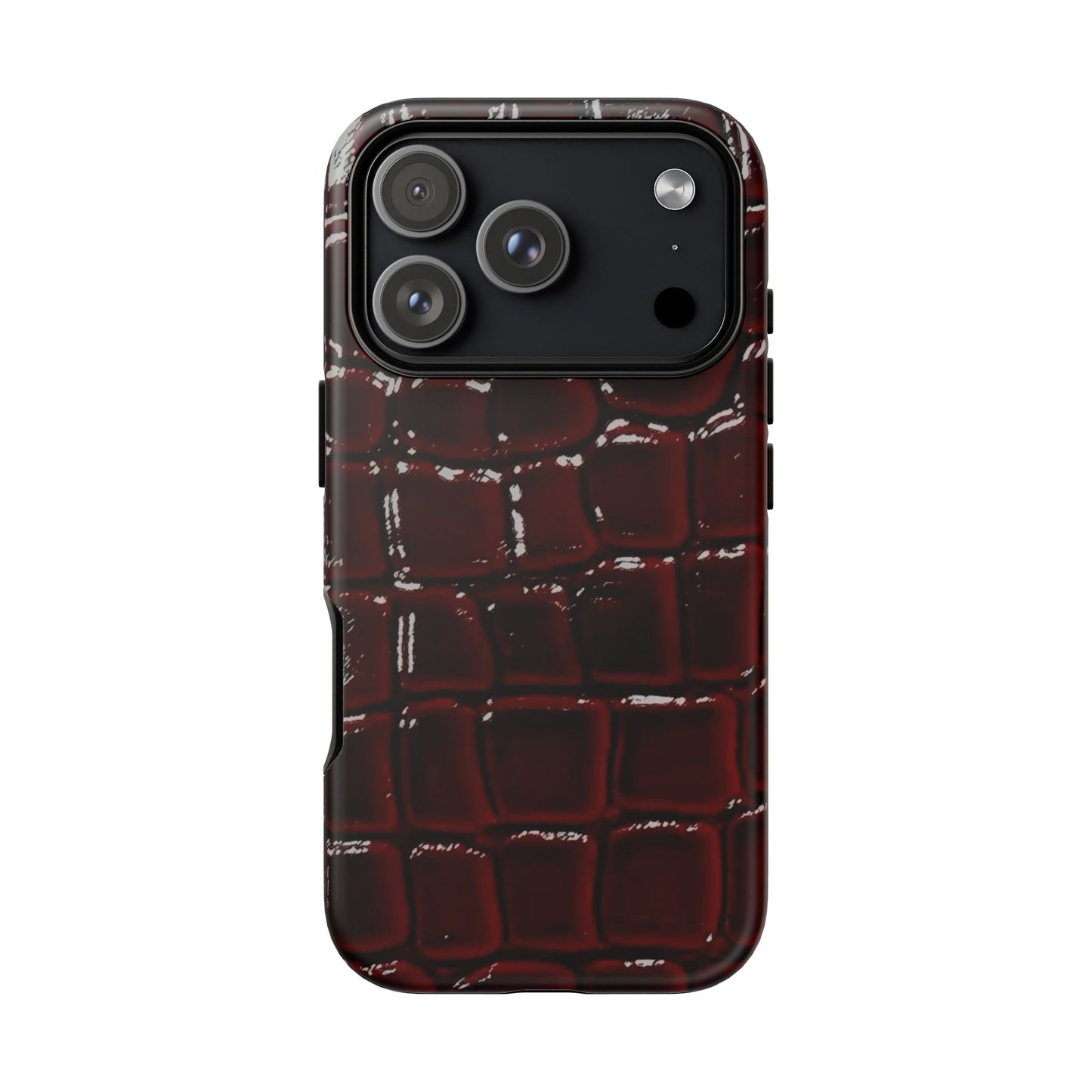 Croc Embossed Burgundy Tough Phone Case