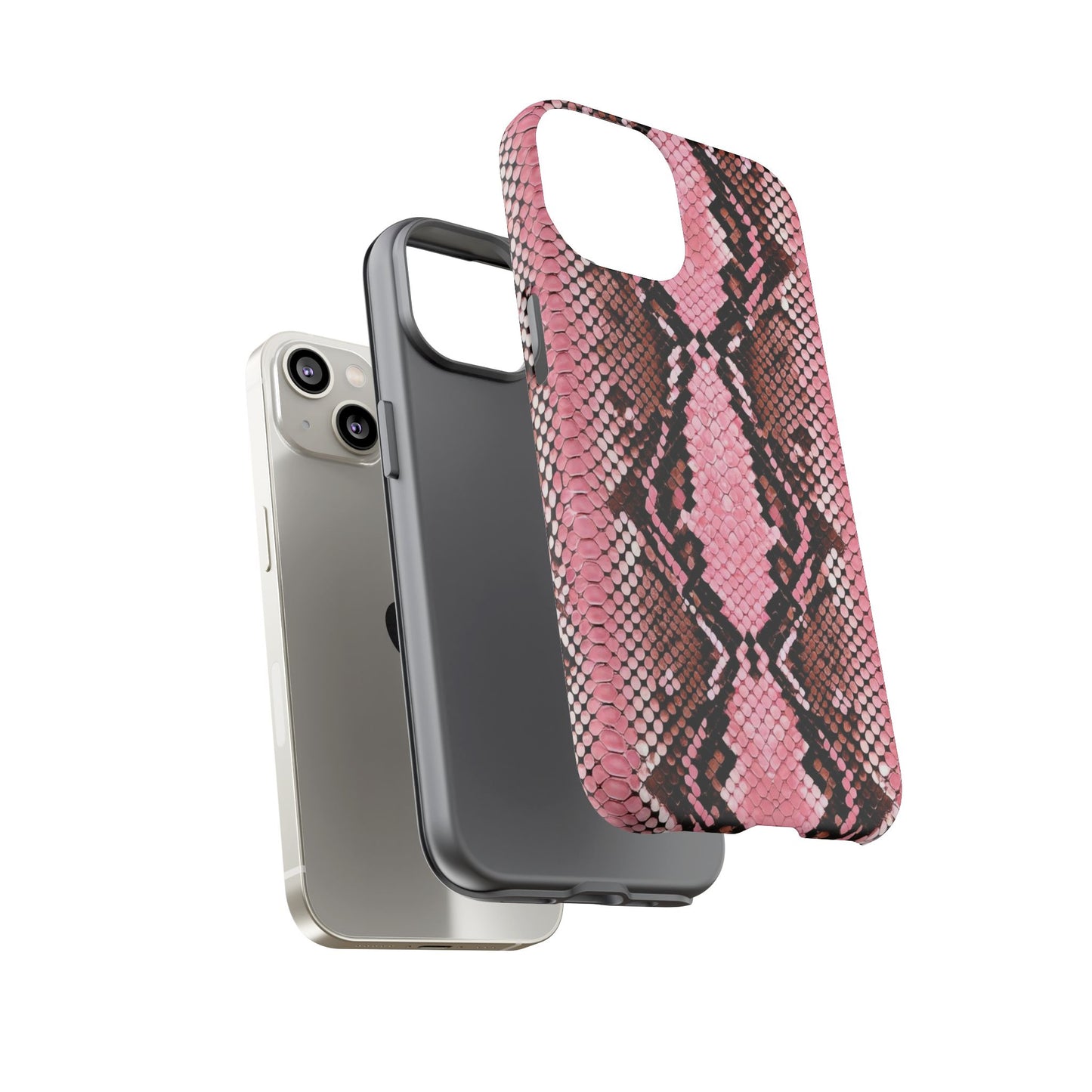 Pink Snake Skin Tough Phone Case — Protective Stylish iPhone Cover