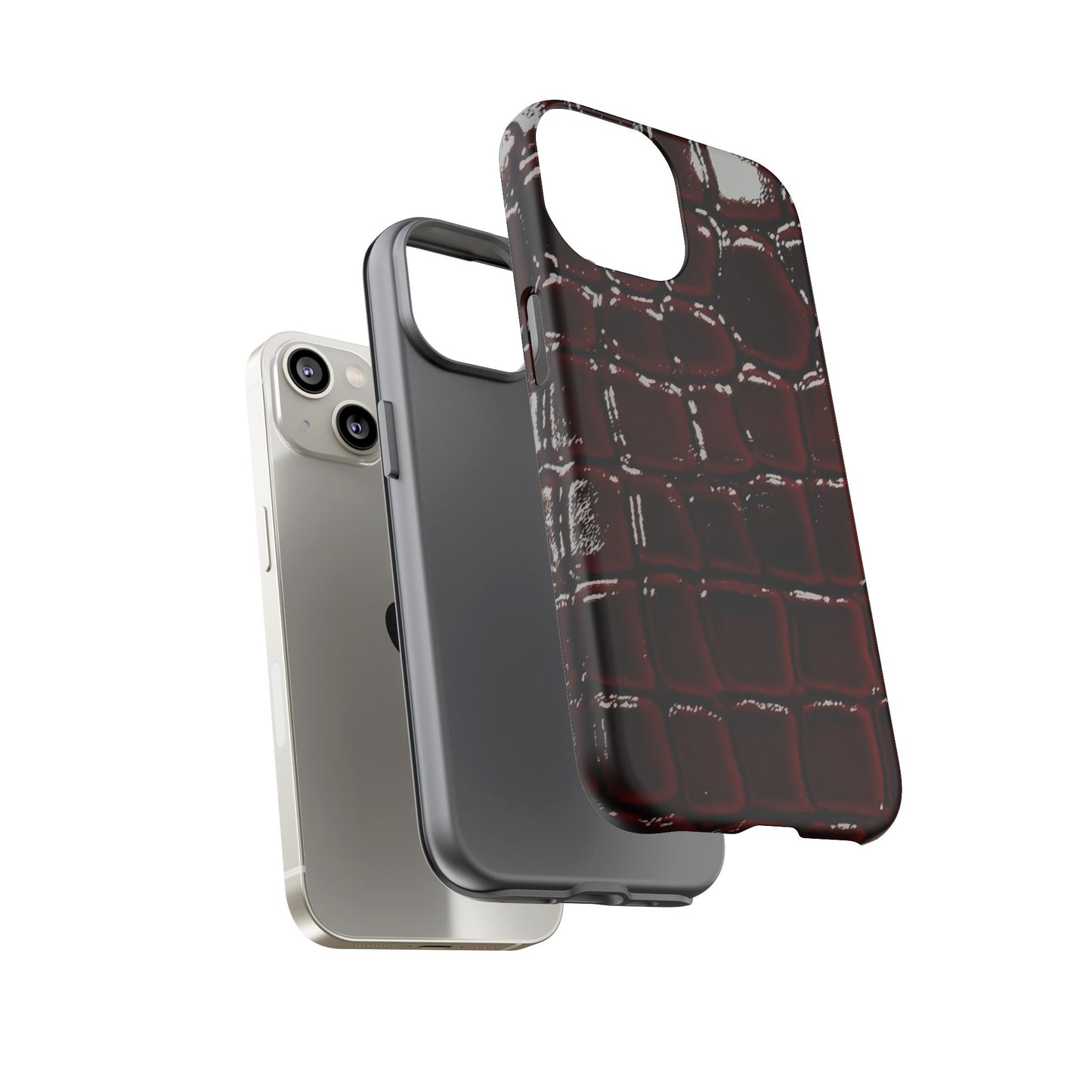 Croc Embossed Burgundy Tough Phone Case