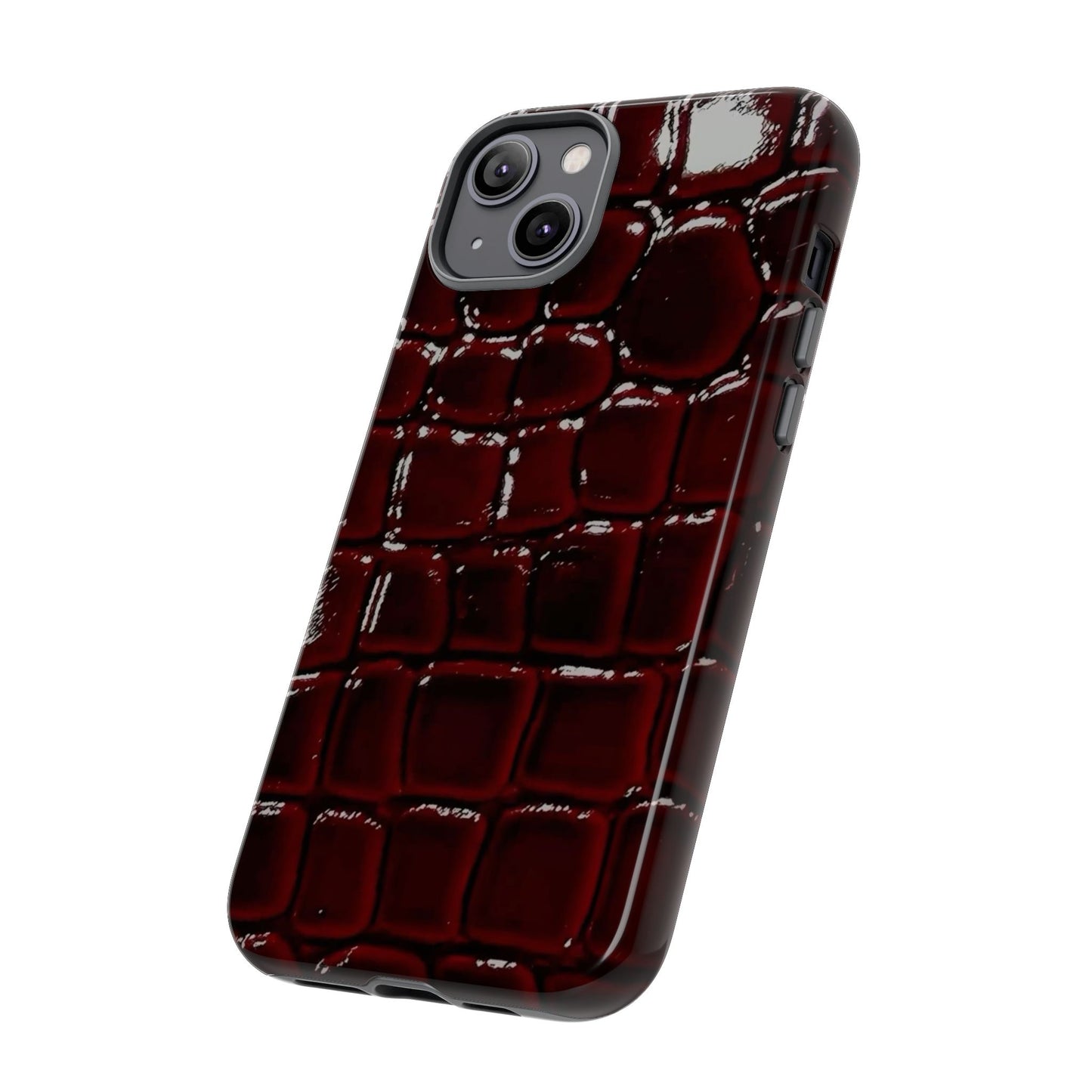 Croc Embossed Burgundy Tough Phone Case