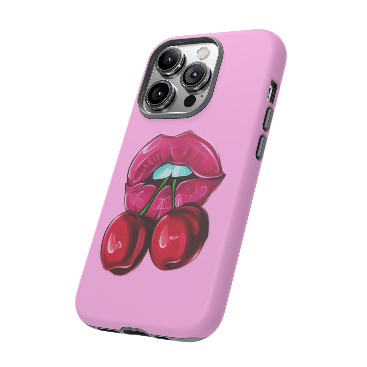 Stylish Phone Case with Cherry Kiss Design, Cute Gift for Her, Trendy Mobile Accessory, Perfect for Birthdays, Valentine's Day, Everyday Use