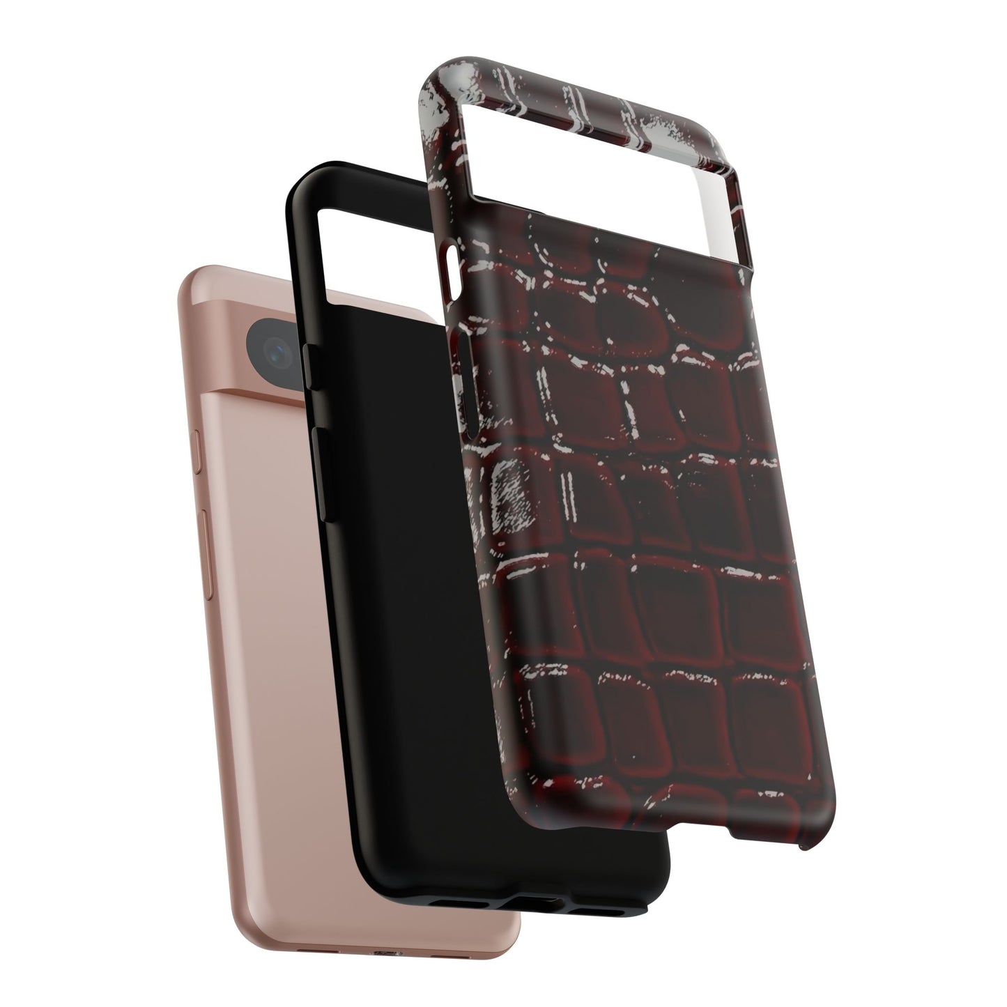 Croc Embossed Burgundy Tough Phone Case