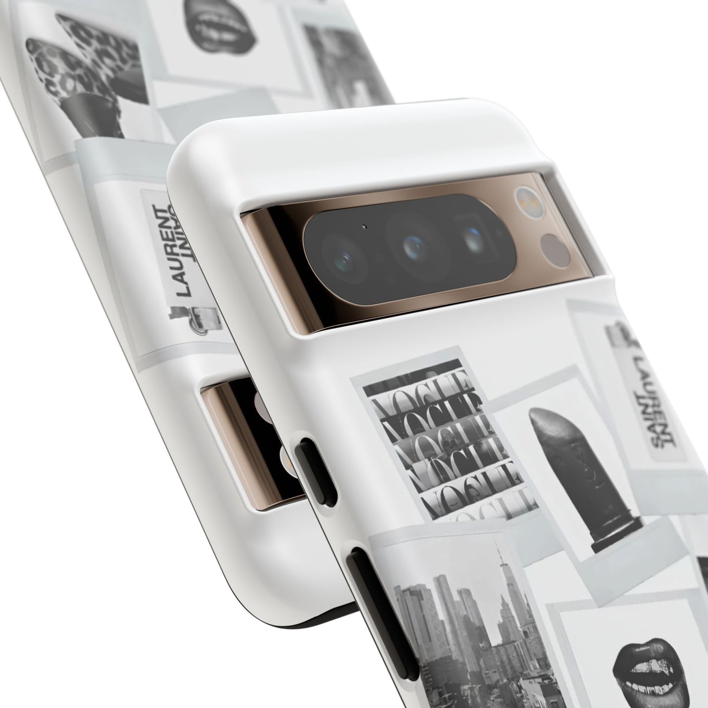 Phone Case — Black & White Polaroid Collage (City, Fashion, Lipstick)