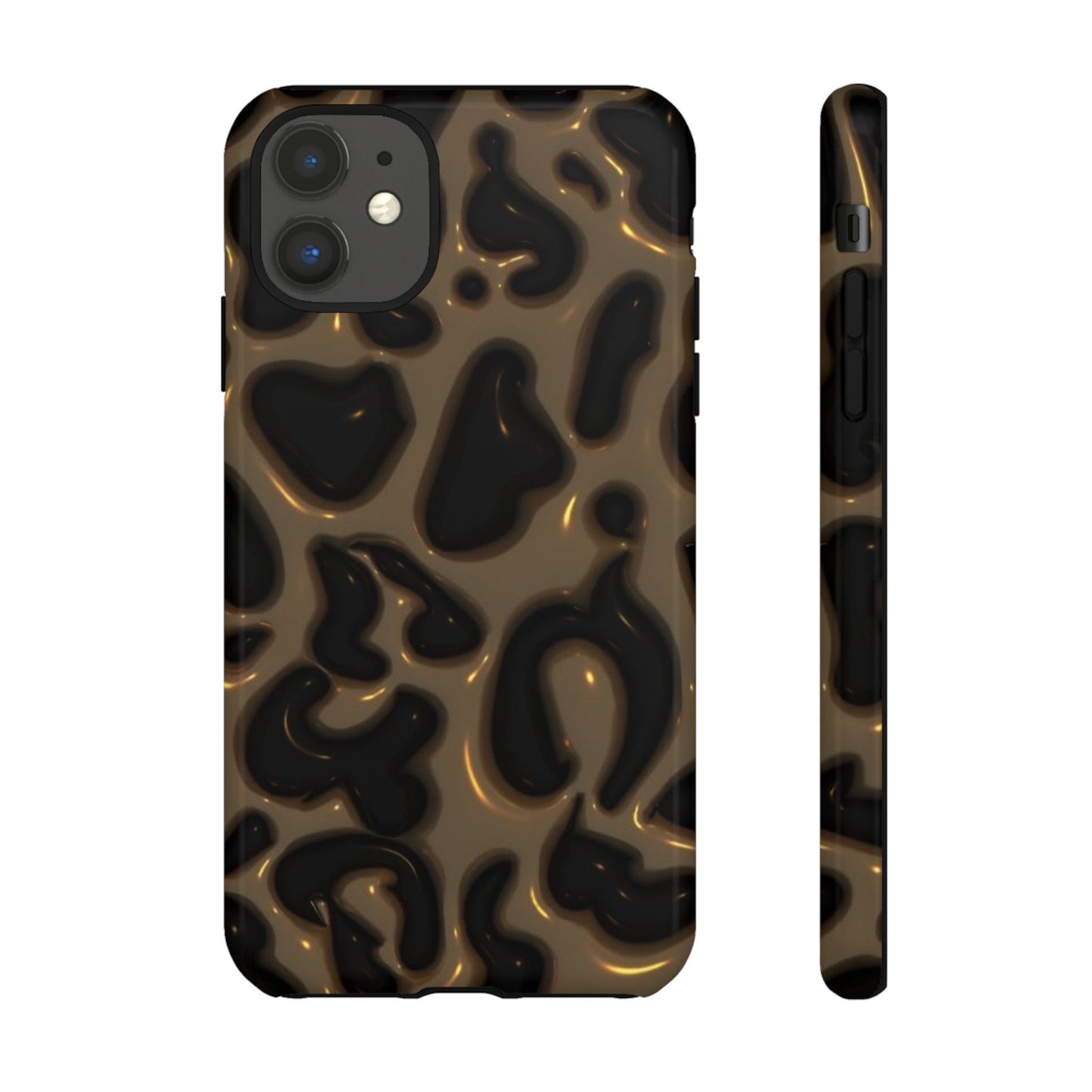 Leopard Gloss Tough Phone Case — Durable Protective iPhone Cover with Glossy Brown Animal Print