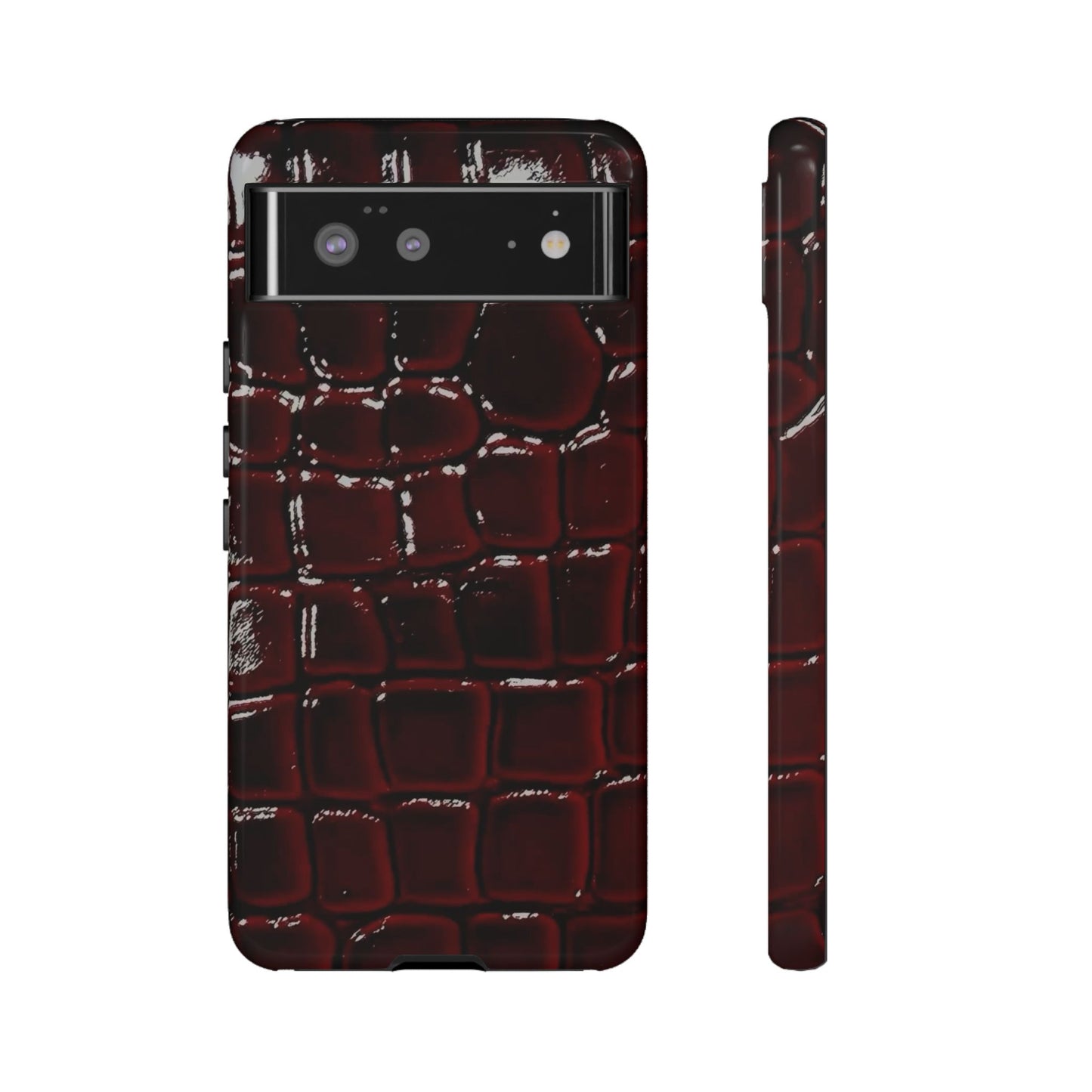 Croc Embossed Burgundy Tough Phone Case