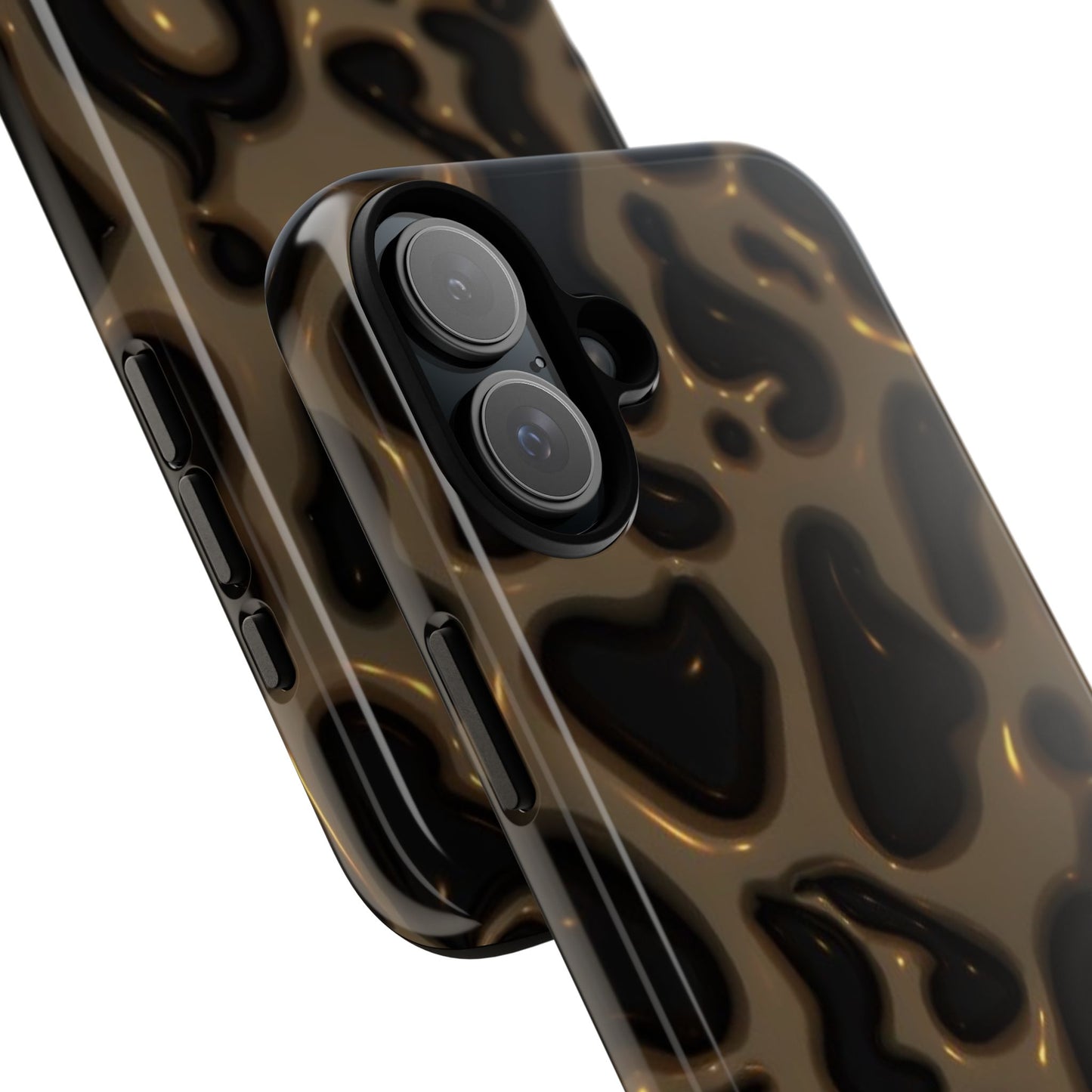 Leopard Gloss Tough Phone Case — Durable Protective iPhone Cover with Glossy Brown Animal Print