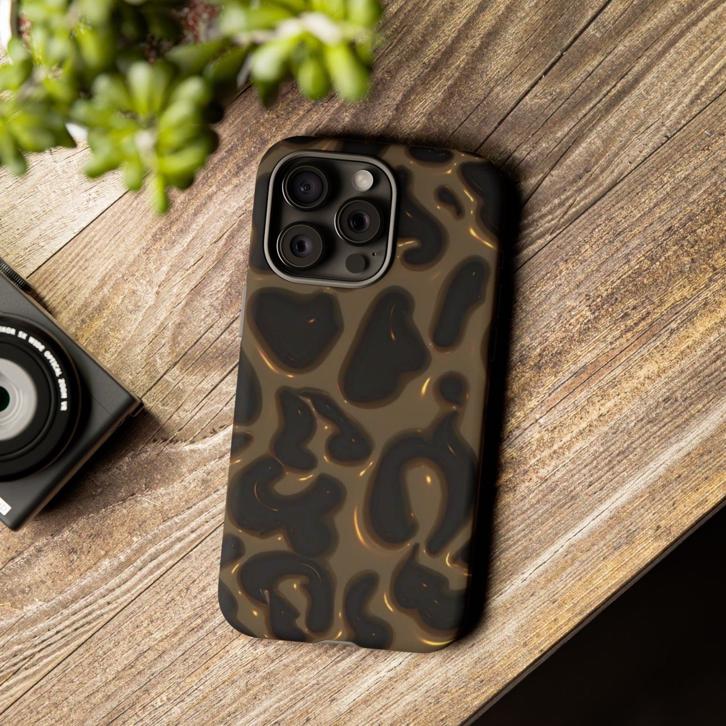 Leopard Gloss Tough Phone Case — Durable Protective iPhone Cover with Glossy Brown Animal Print