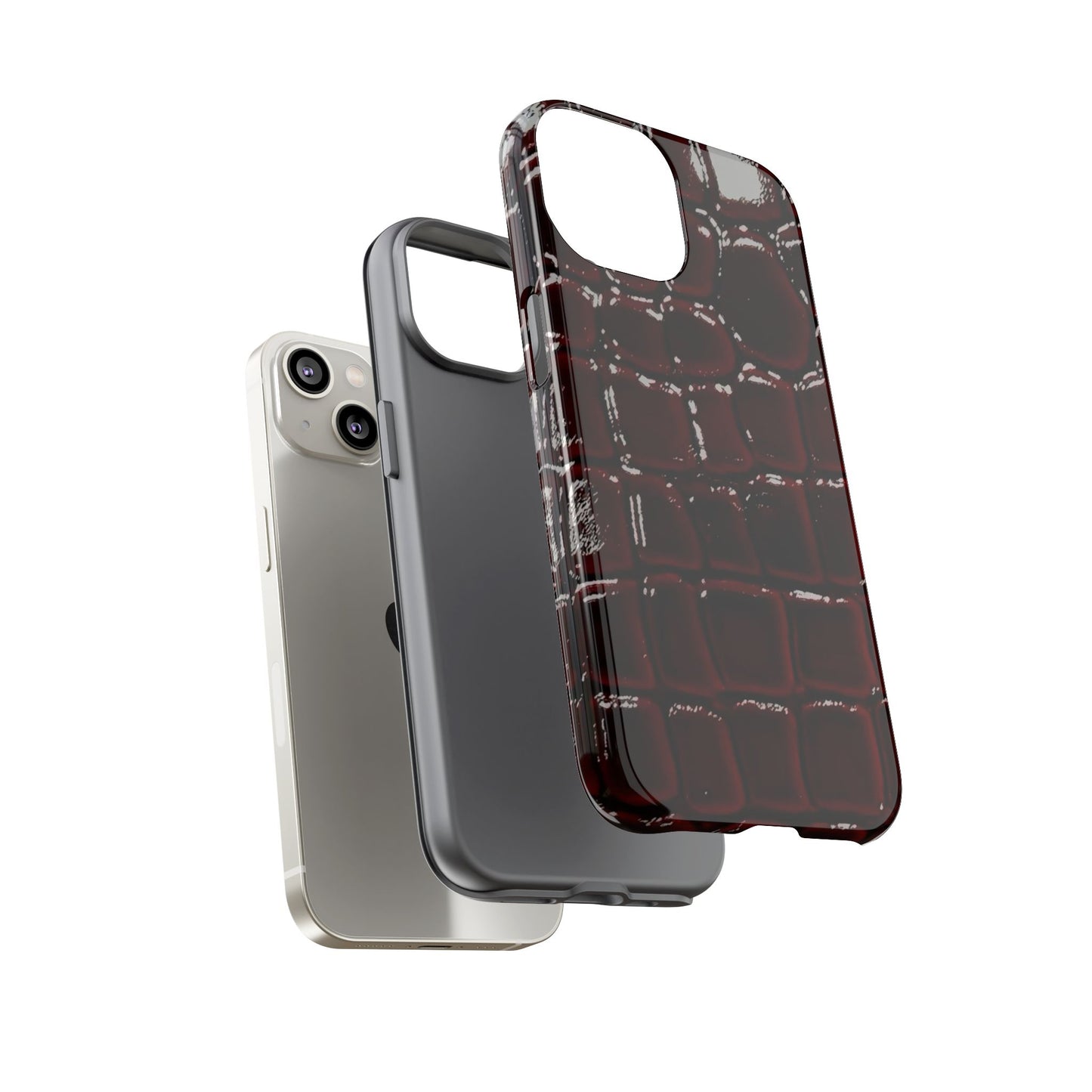 Croc Embossed Burgundy Tough Phone Case