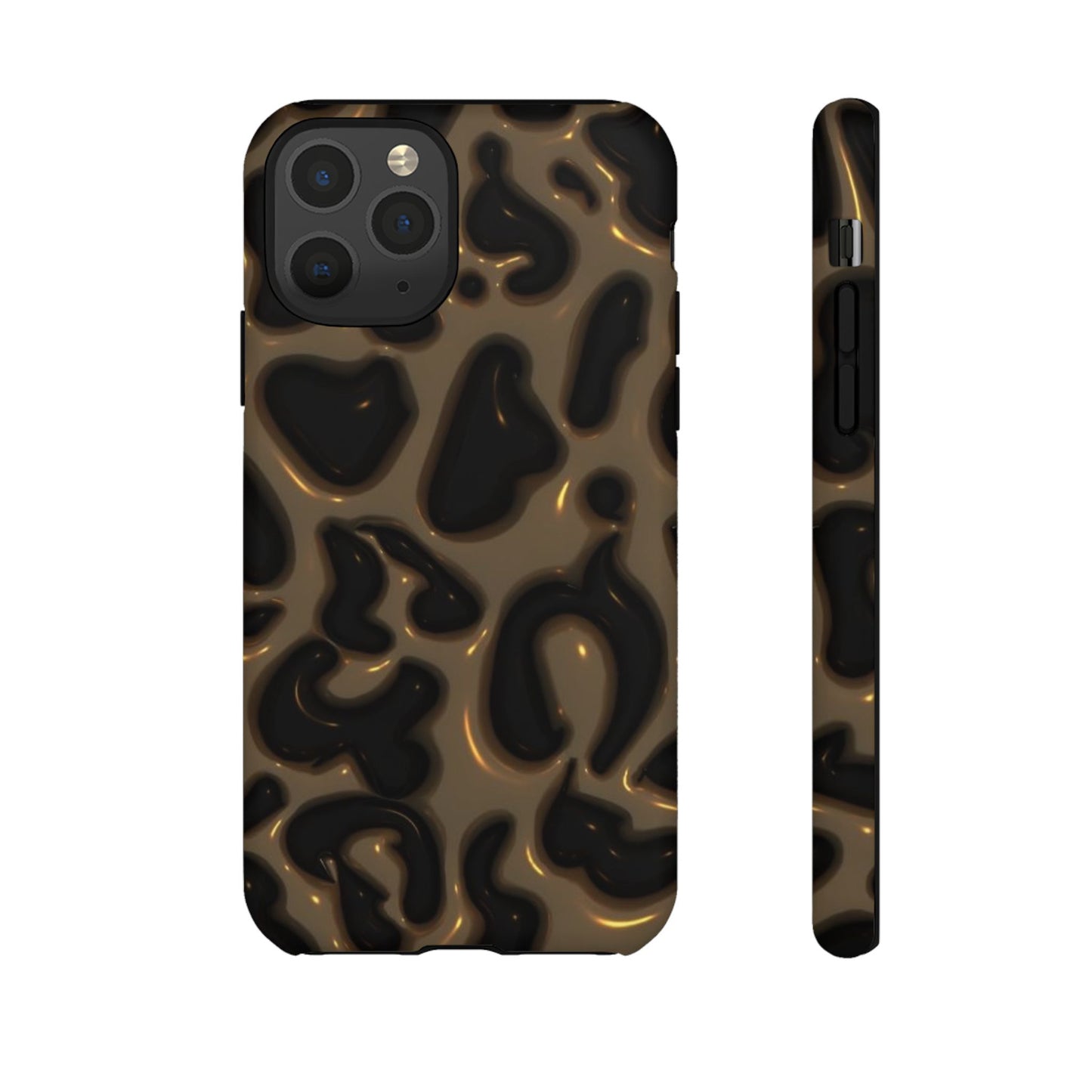 Leopard Gloss Tough Phone Case — Durable Protective iPhone Cover with Glossy Brown Animal Print