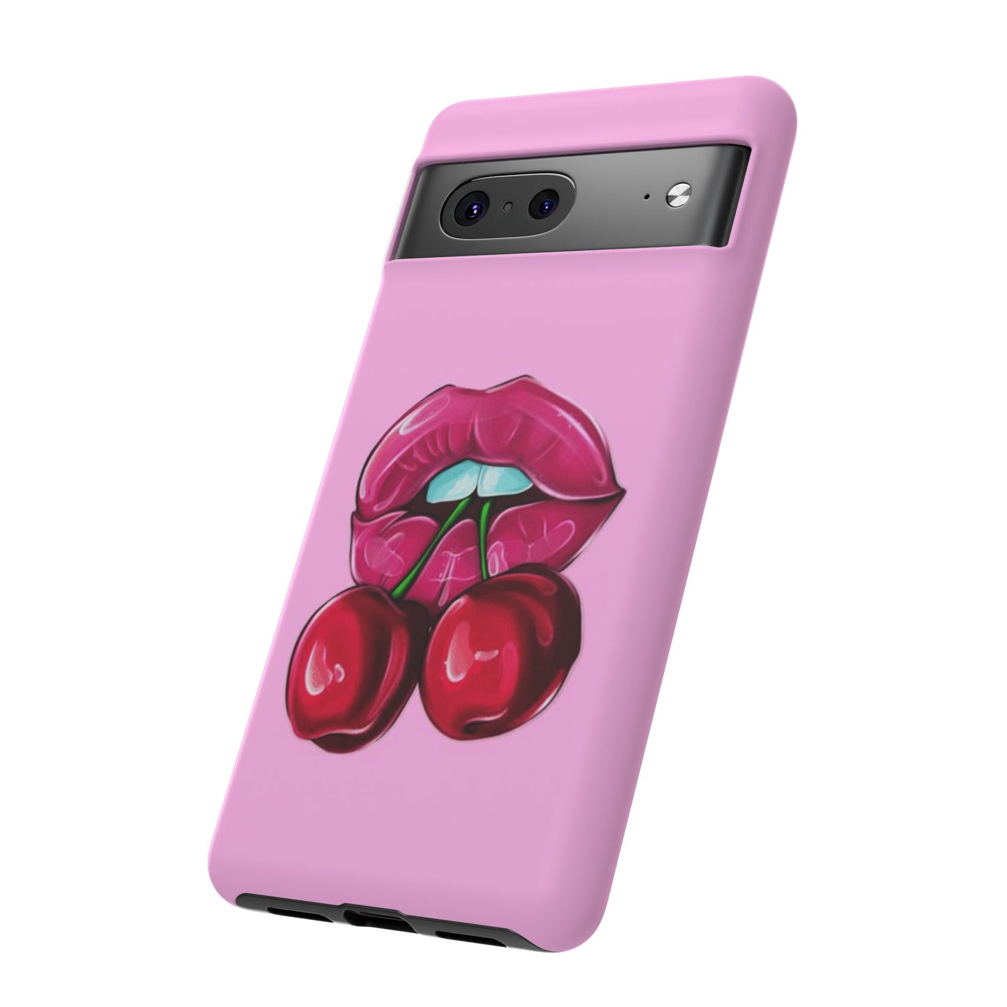 Stylish Phone Case with Cherry Kiss Design, Cute Gift for Her, Trendy Mobile Accessory, Perfect for Birthdays, Valentine's Day, Everyday Use