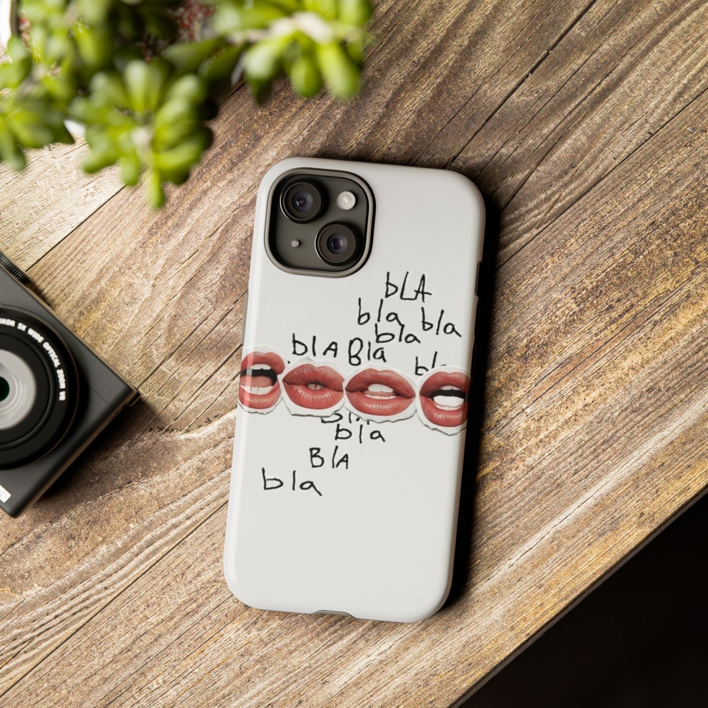 Playful Phone Case with Lips Design - Tough Cases