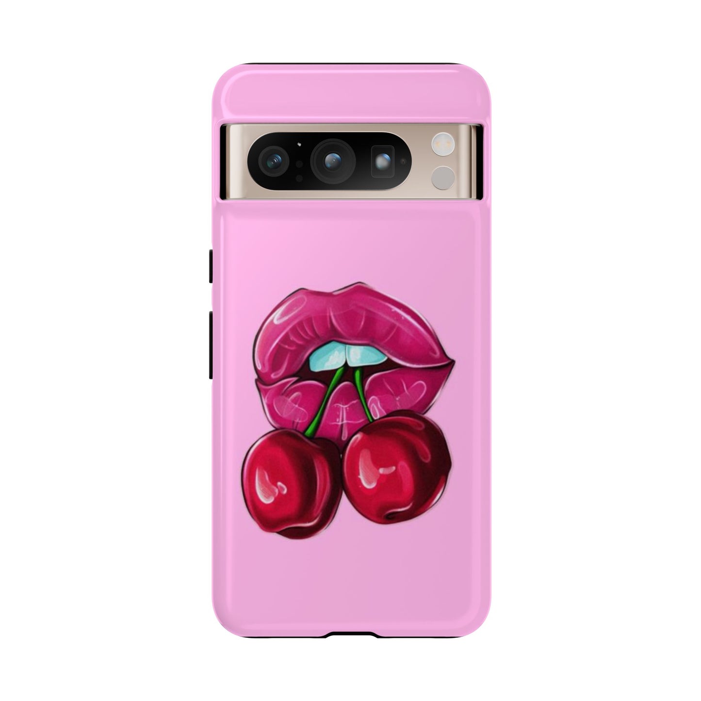 Stylish Phone Case with Cherry Kiss Design, Cute Gift for Her, Trendy Mobile Accessory, Perfect for Birthdays, Valentine's Day, Everyday Use