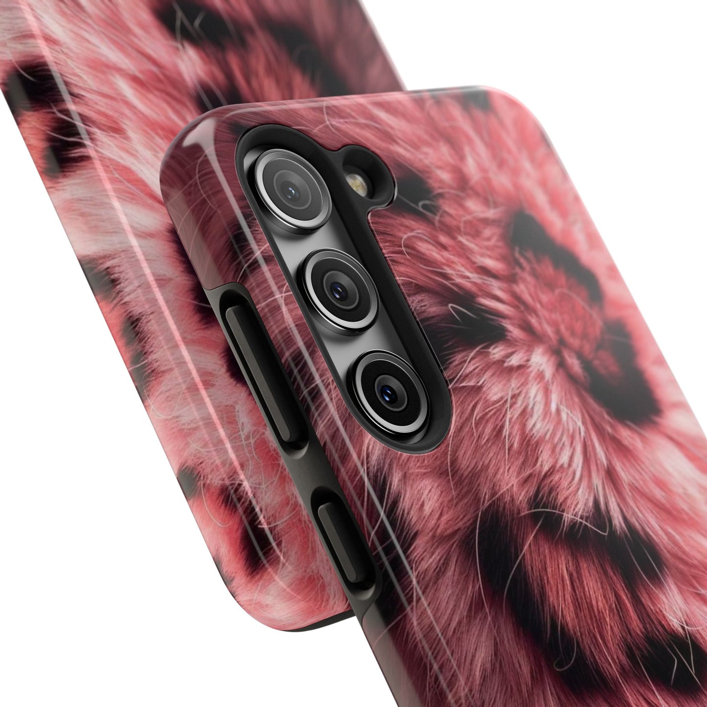 Faux Fur Tough Phone Case - Pink Leopard Print