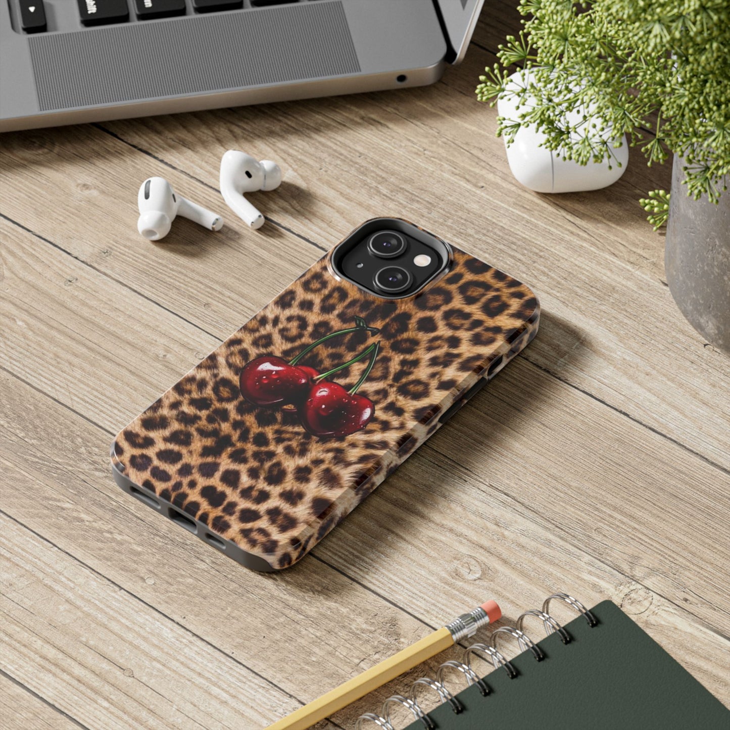Wild Cherry Leopard Tough Phone Case - Stylish and Durable Protection