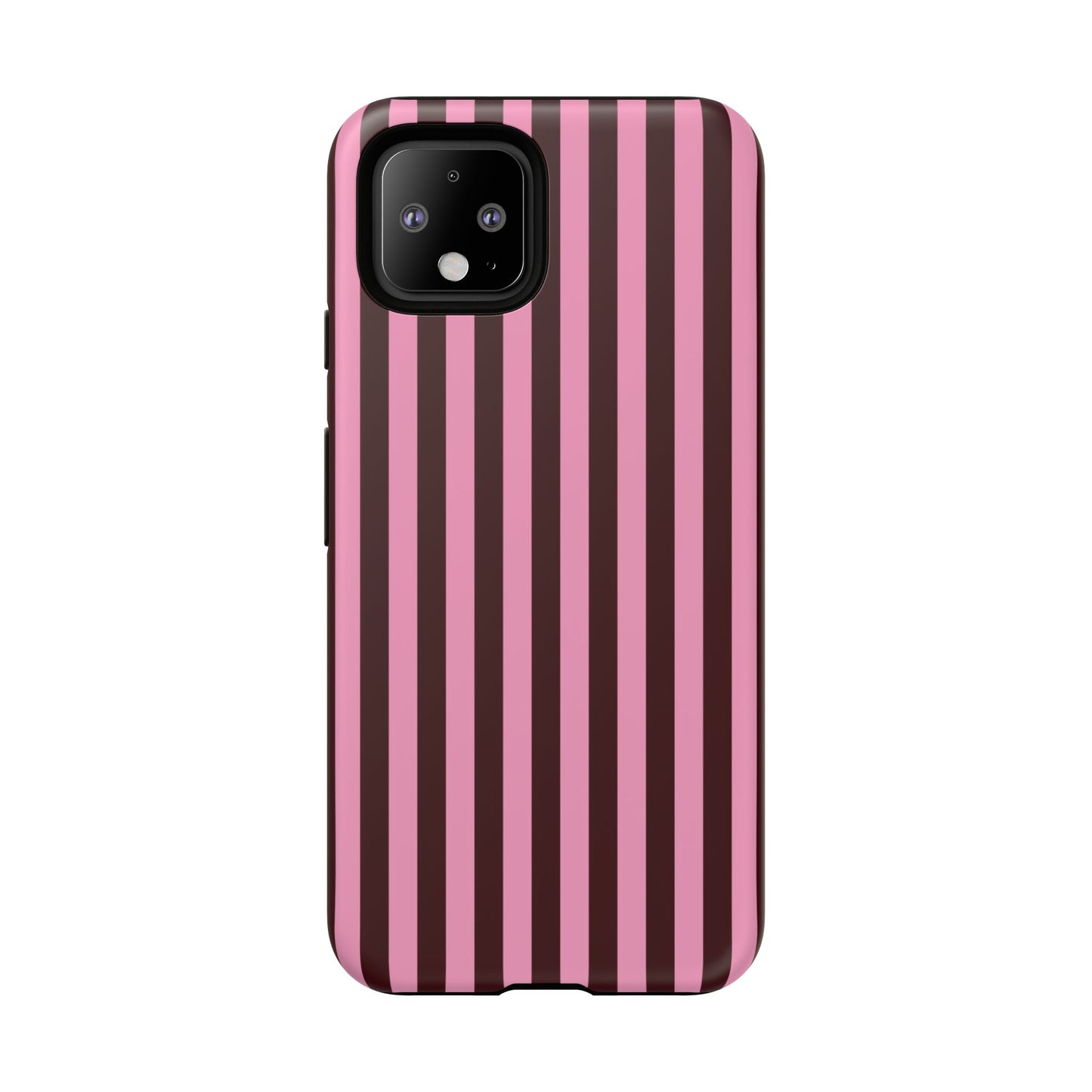 Striped Pink & Burgundy Tough Phone Case — Durable Vertical Stripe Protection