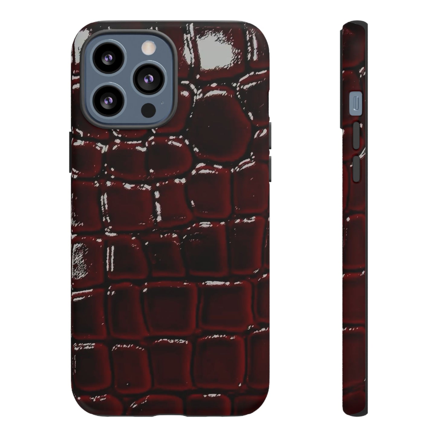 Croc Embossed Burgundy Tough Phone Case