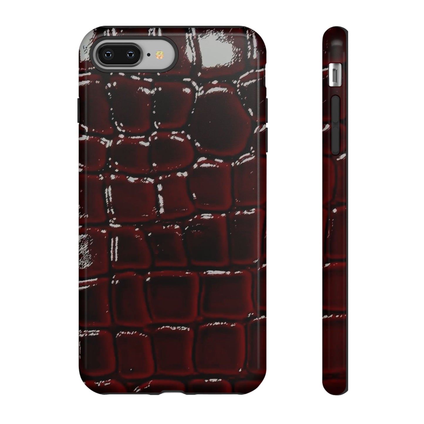 Croc Embossed Burgundy Tough Phone Case