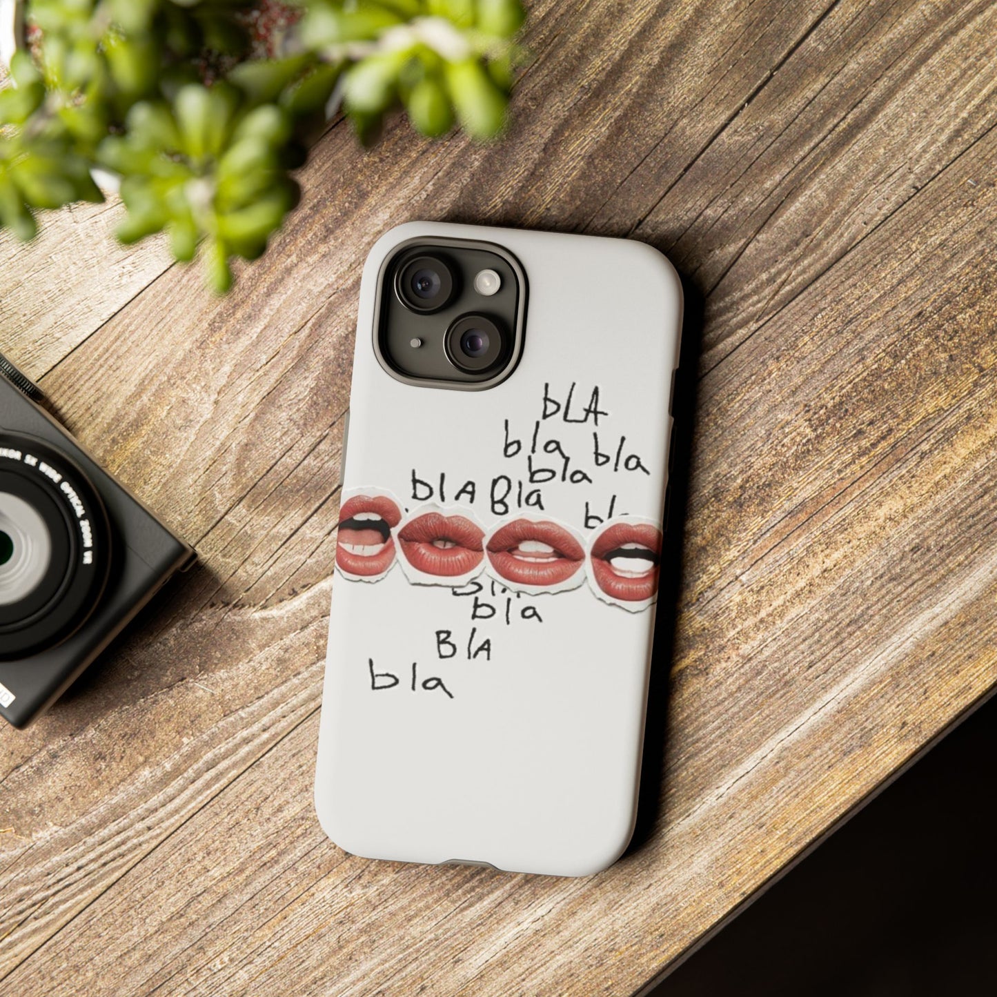 Playful Phone Case with Lips Design - Tough Cases