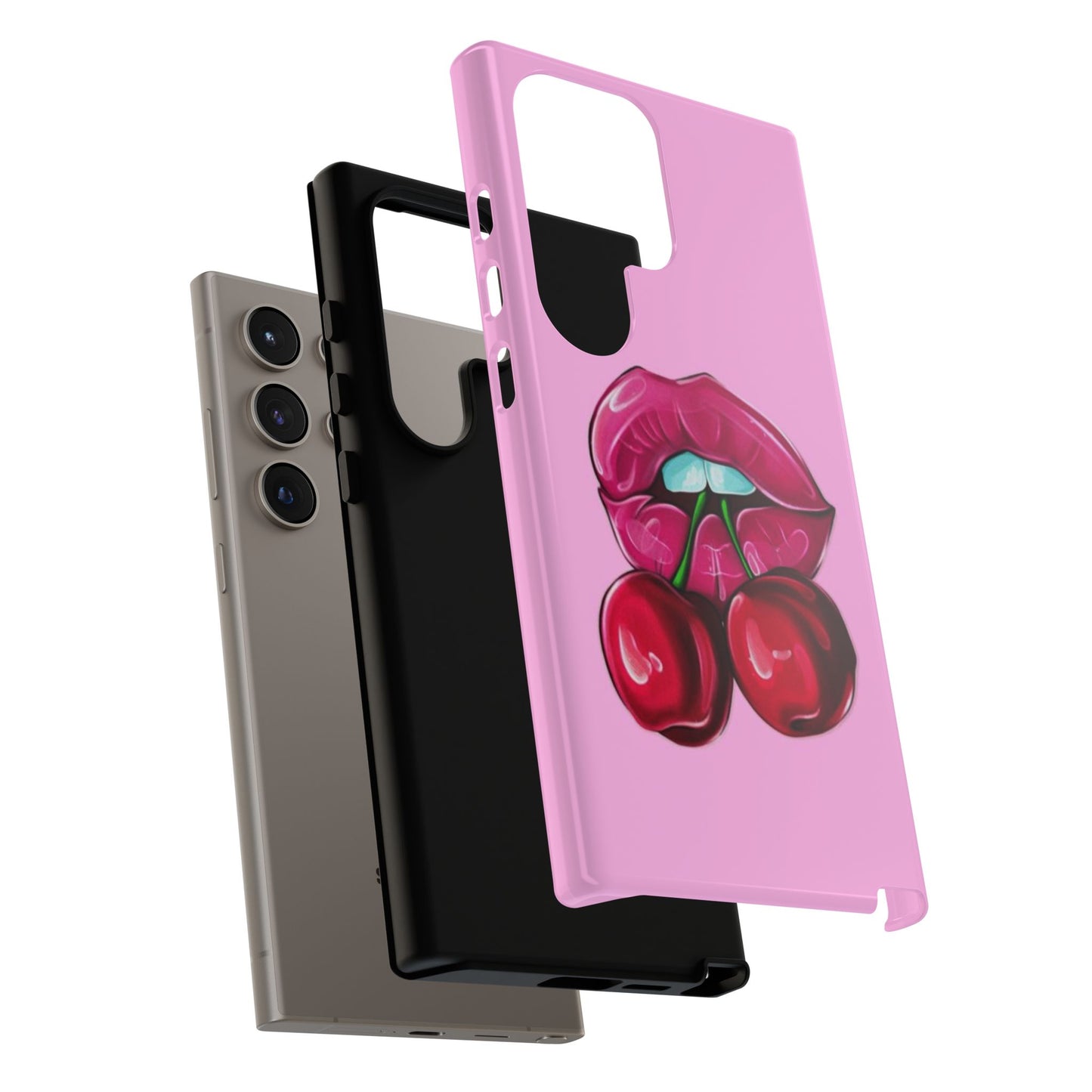 Stylish Phone Case with Cherry Kiss Design, Cute Gift for Her, Trendy Mobile Accessory, Perfect for Birthdays, Valentine's Day, Everyday Use