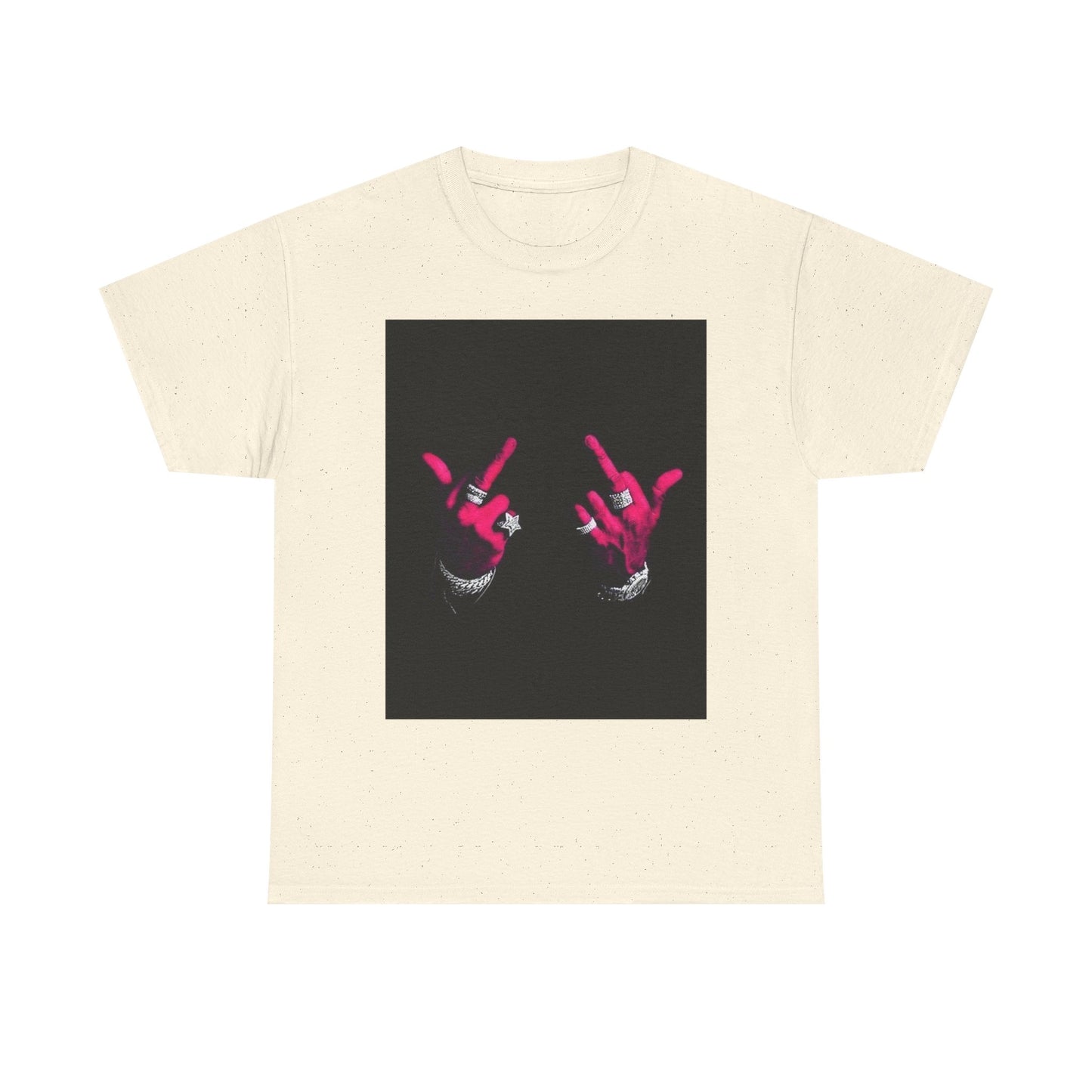 Unisex Heavy Cotton Tee with Bold Hand Gesture Graphic, Casual Wear, Unique Gift, Street Style, Everyday Fashion, Statement Tee