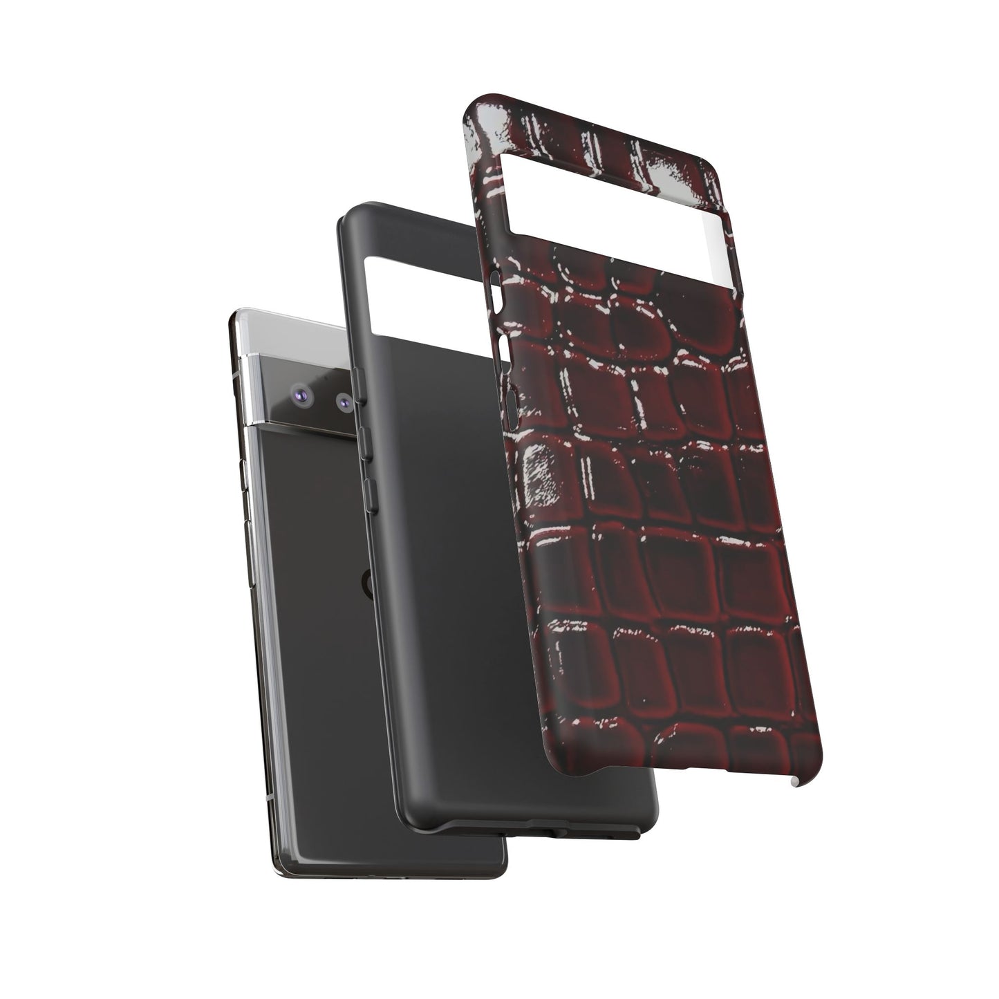 Croc Embossed Burgundy Tough Phone Case