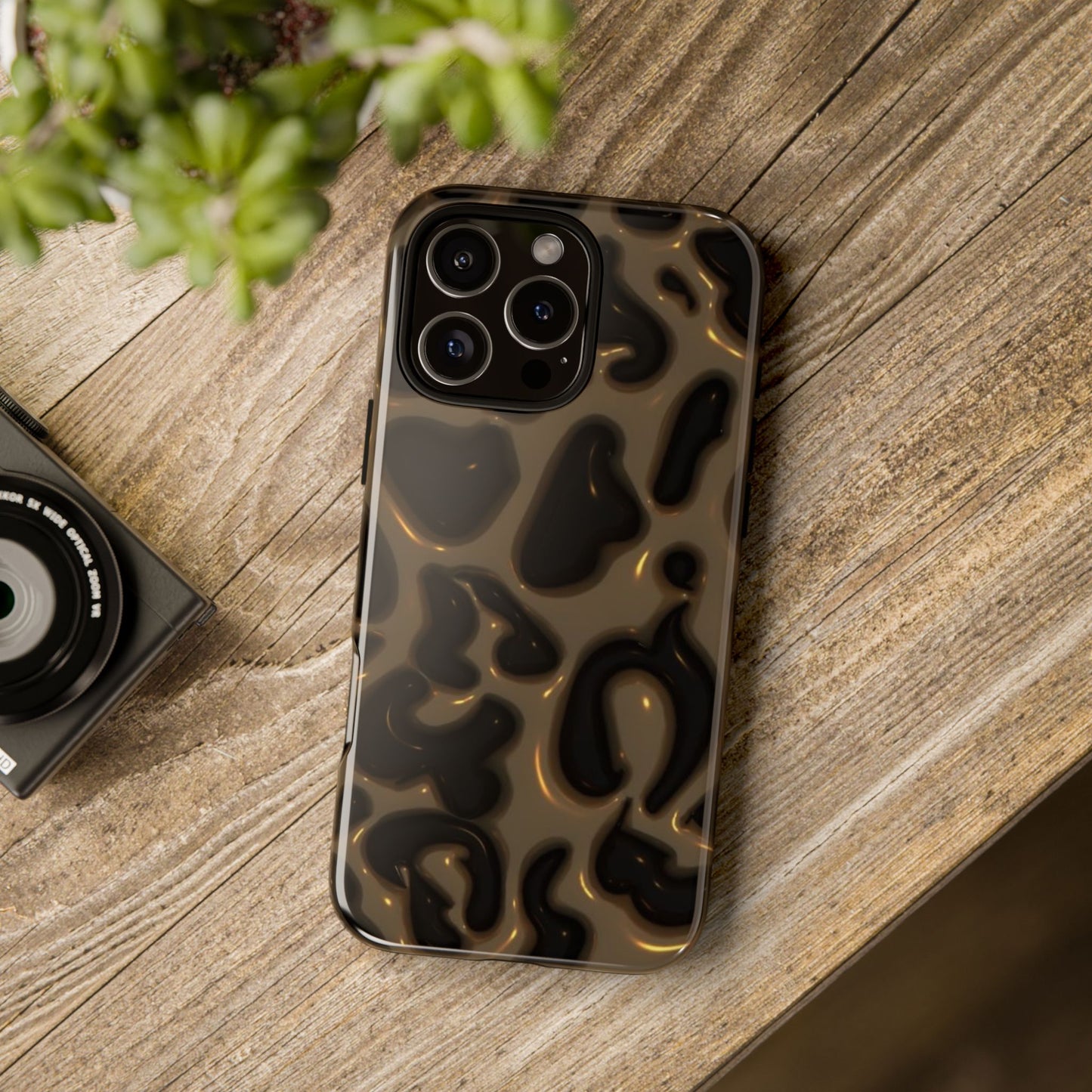 Leopard Gloss Tough Phone Case — Durable Protective iPhone Cover with Glossy Brown Animal Print