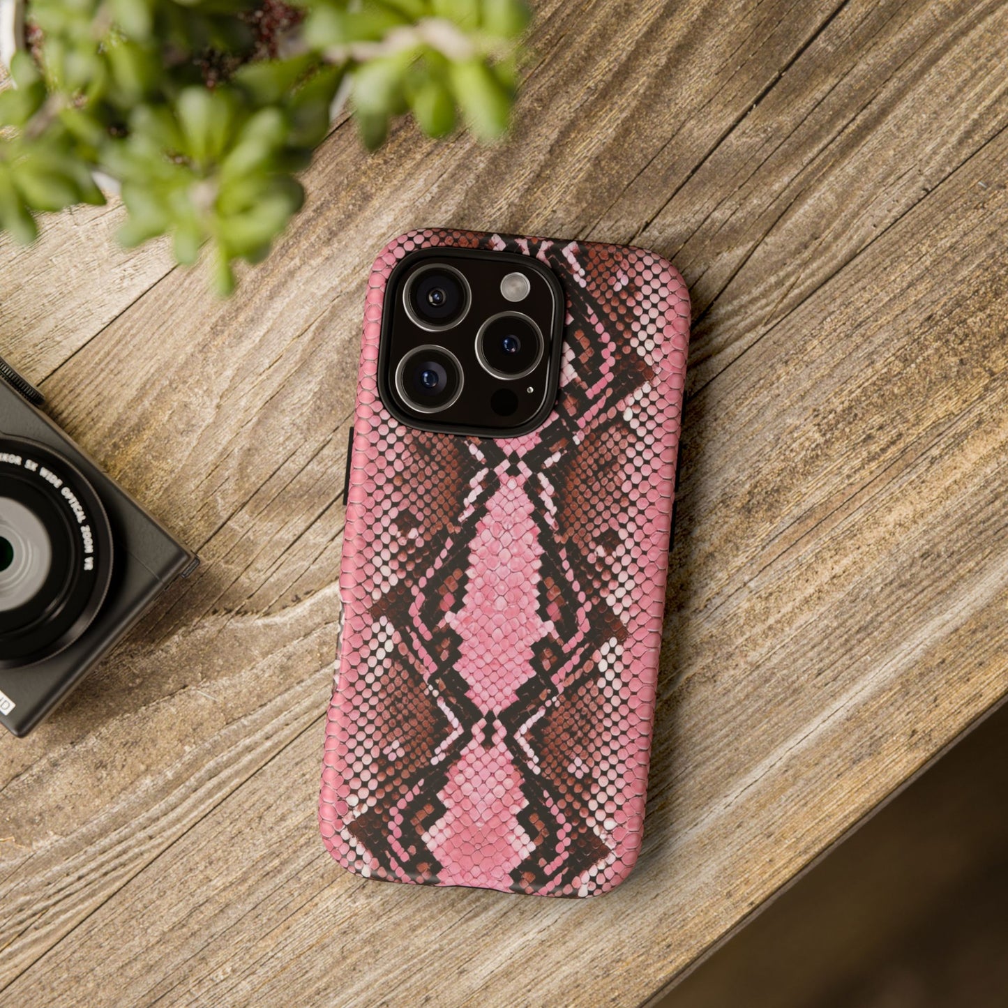 Pink Snake Skin Tough Phone Case — Protective Stylish iPhone Cover