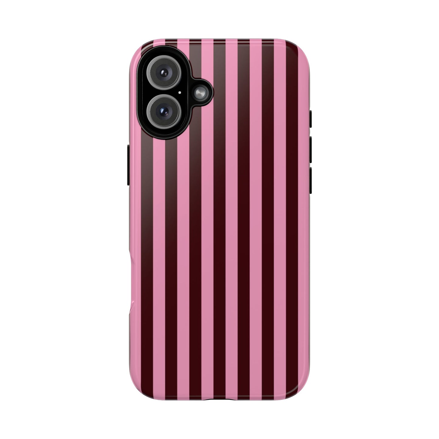 Striped Pink & Burgundy Tough Phone Case — Durable Vertical Stripe Protection