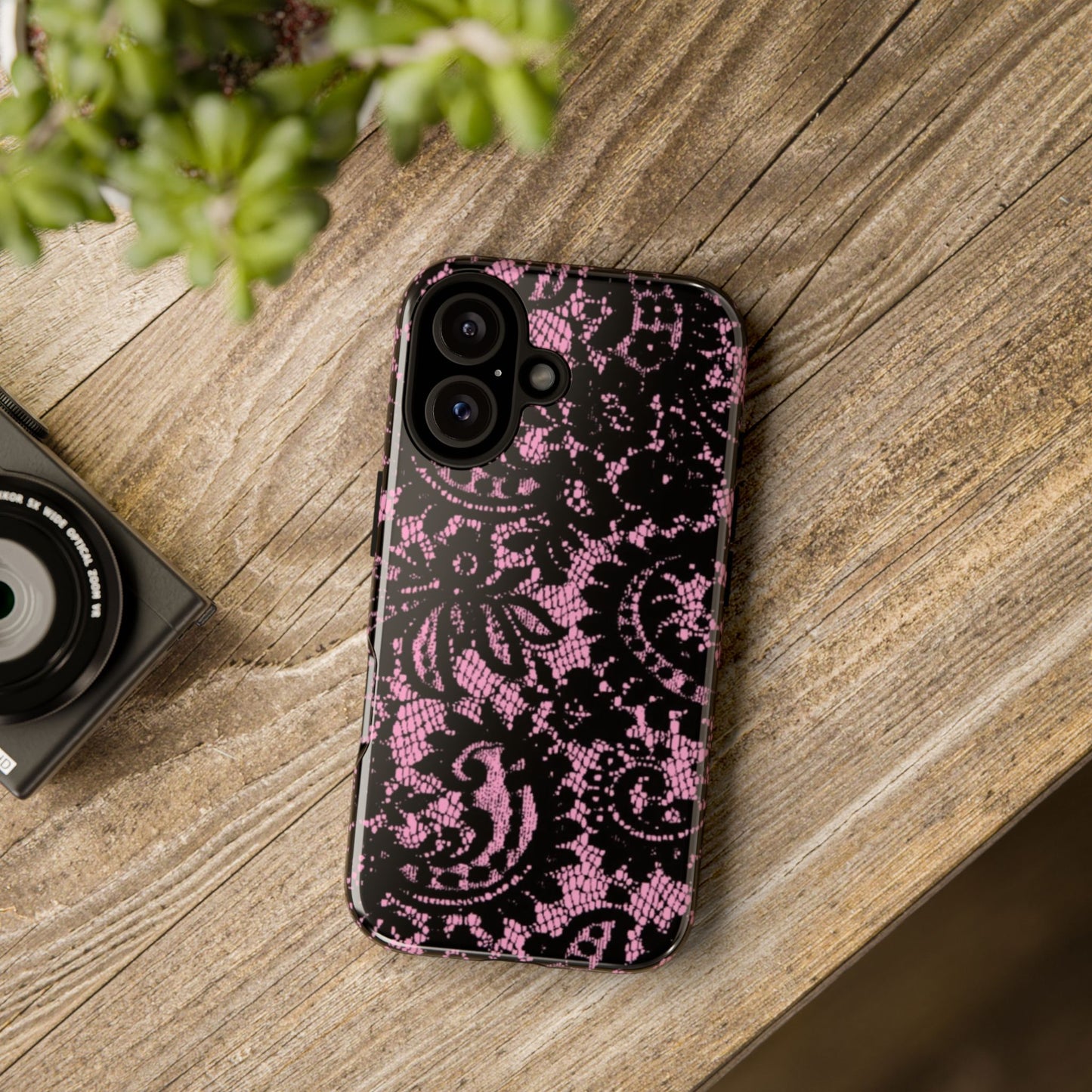Phone Case — Pink Lace Floral Tough Protective Case