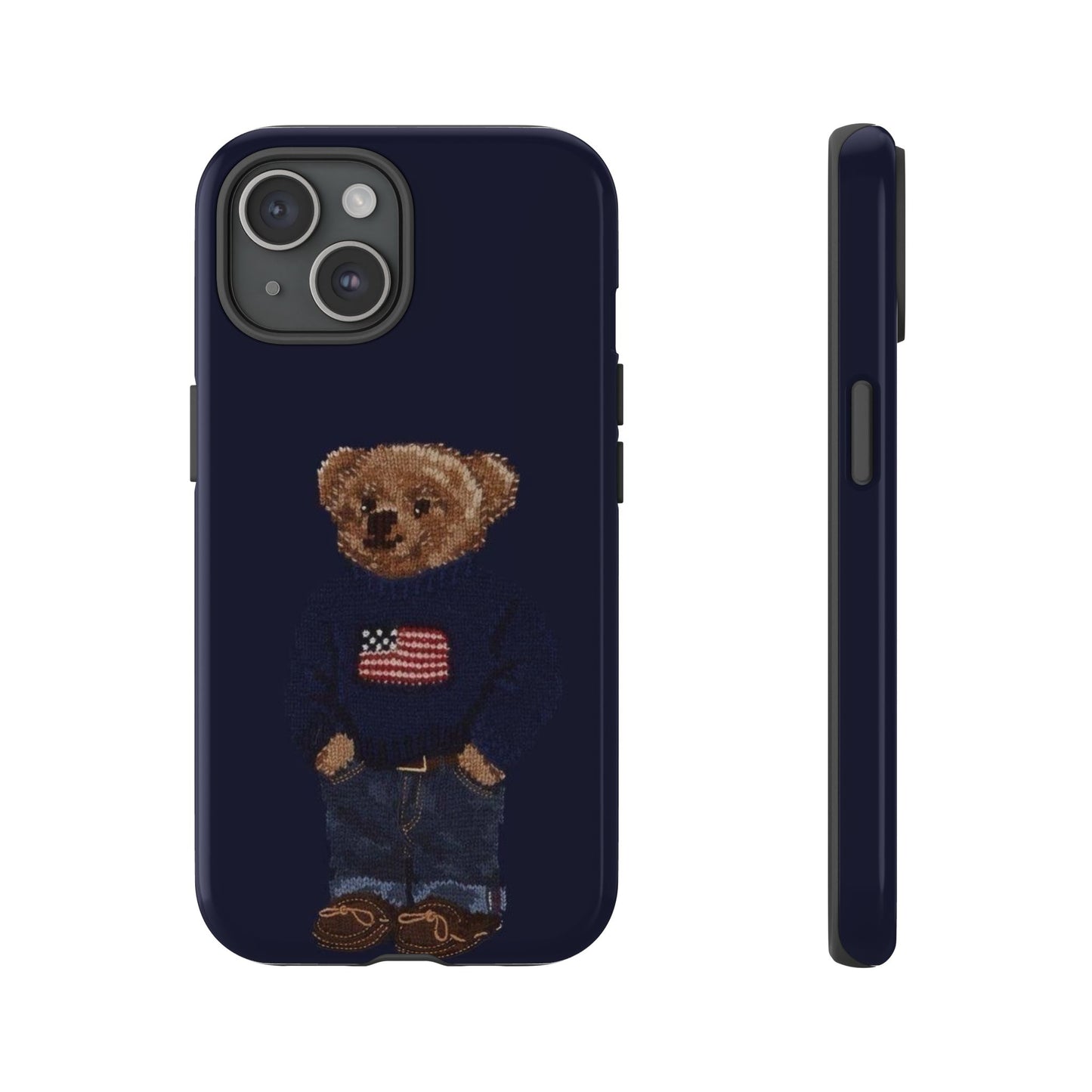 Patriotic Polo Bear Phone Case — Navy Protective Tough Case