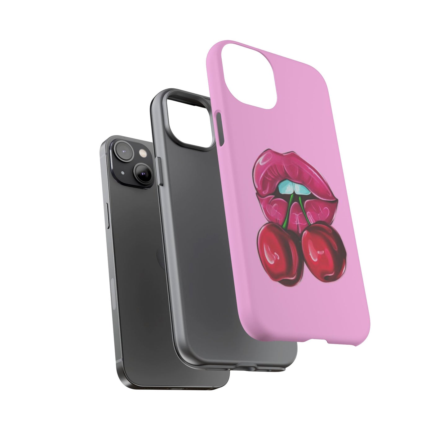 Stylish Phone Case with Cherry Kiss Design, Cute Gift for Her, Trendy Mobile Accessory, Perfect for Birthdays, Valentine's Day, Everyday Use