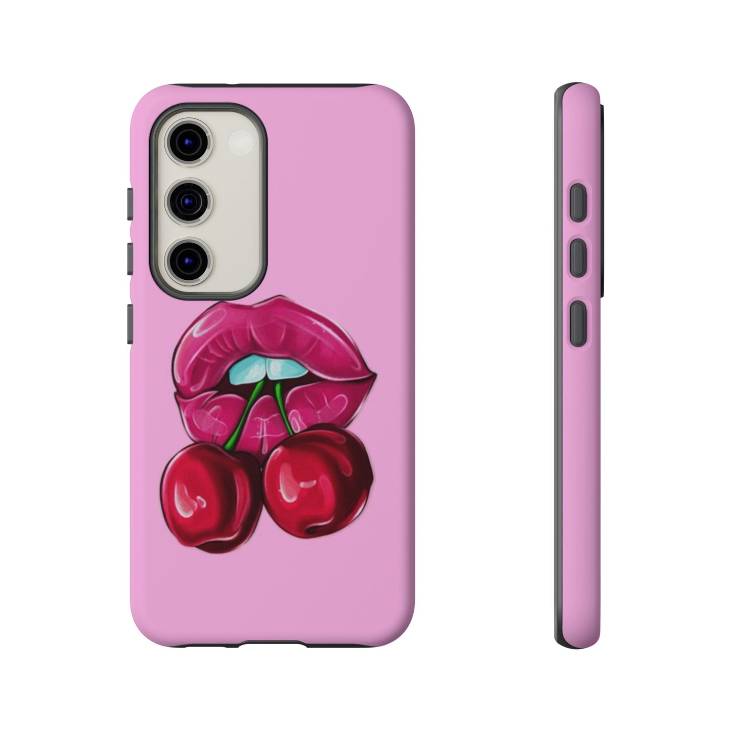 Stylish Phone Case with Cherry Kiss Design, Cute Gift for Her, Trendy Mobile Accessory, Perfect for Birthdays, Valentine's Day, Everyday Use