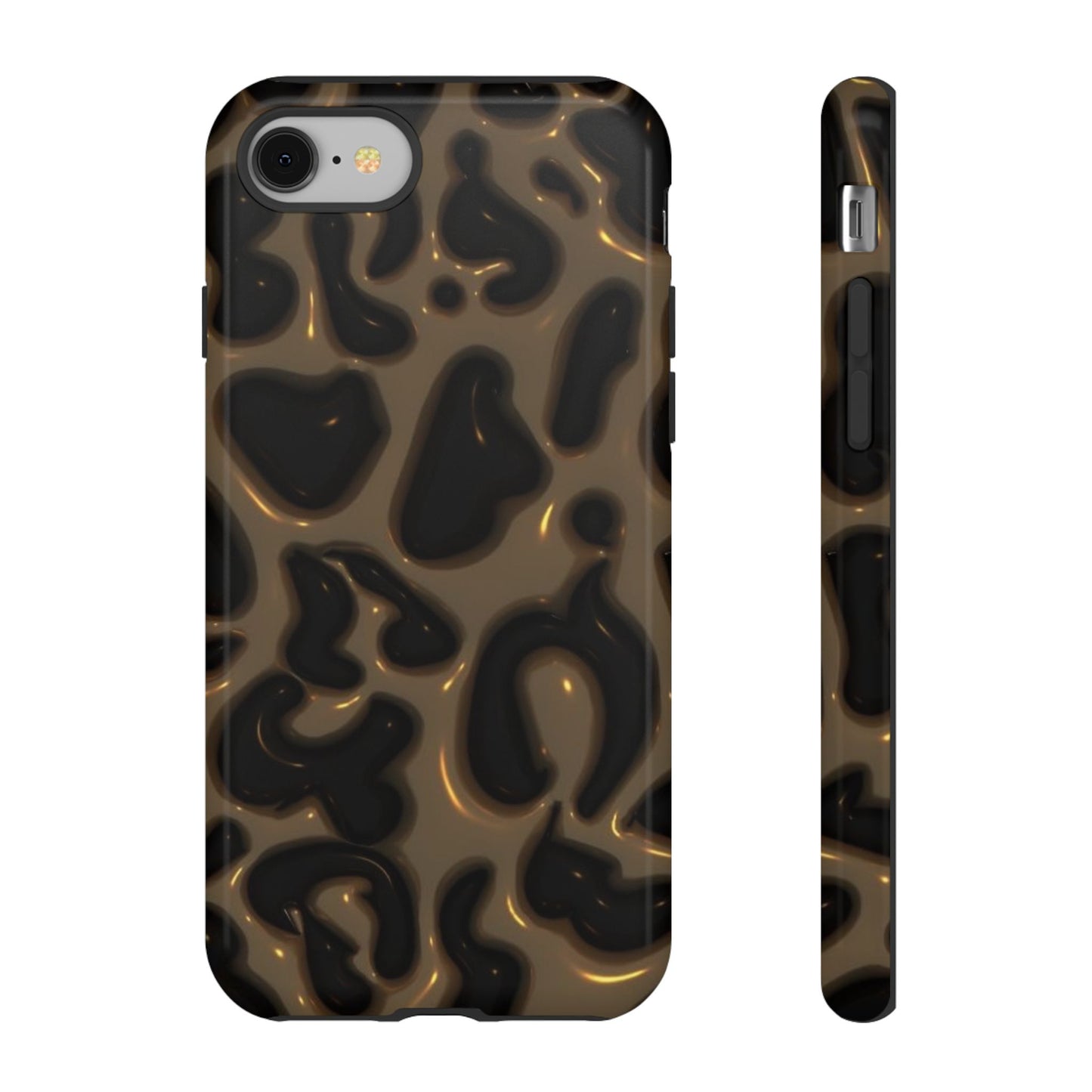 Leopard Gloss Tough Phone Case — Durable Protective iPhone Cover with Glossy Brown Animal Print